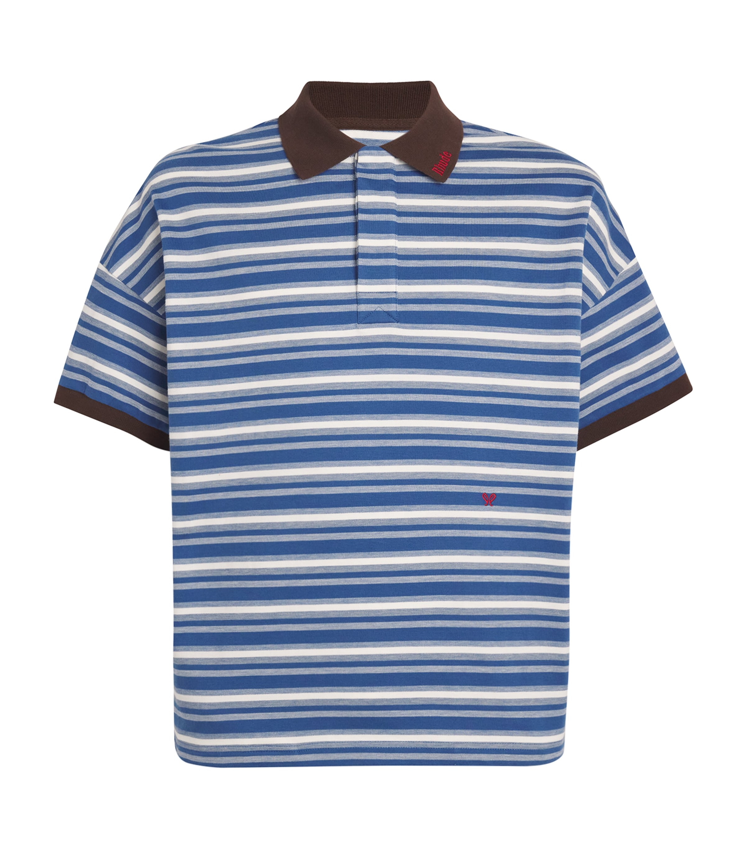 Rhude Mens Cotton Stripe Fontaine Polo Shirt Image 1