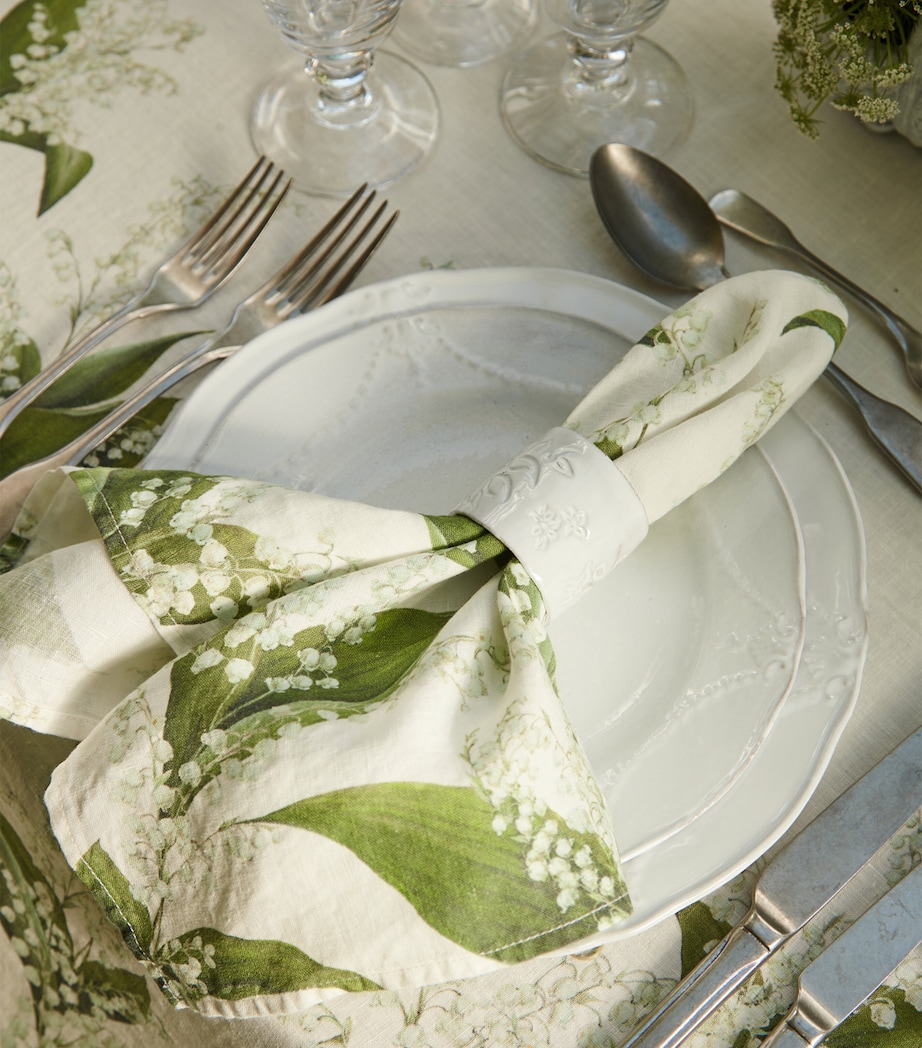 Linen Lily of the Valley Napkin (50cm x 50cm) WHITE/GREEN Image 6