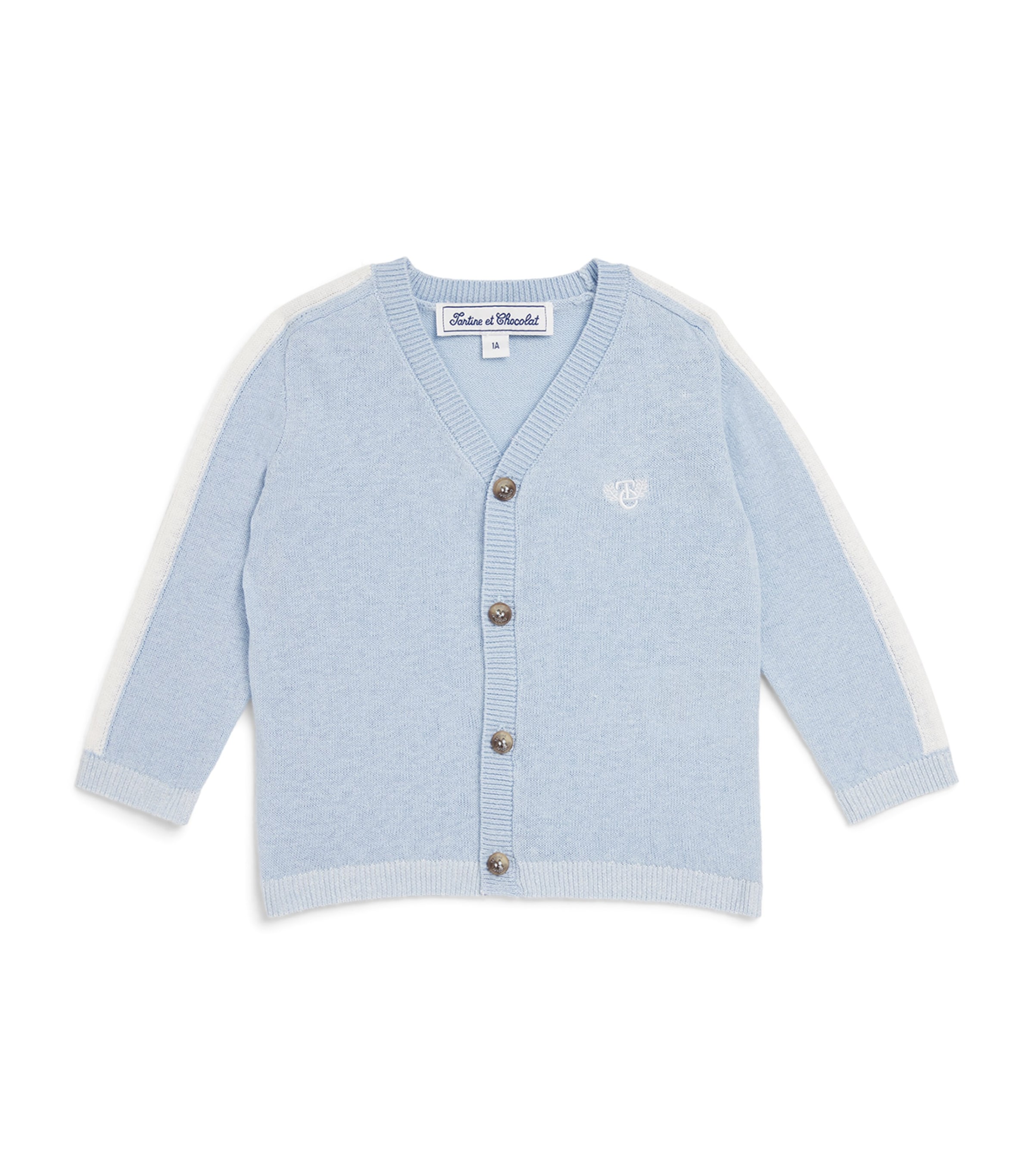 Tartine et Chocolat Linen-Cotton Cardigan (3 Months - 4 Years) Bleu Lavï¿½ Image 1