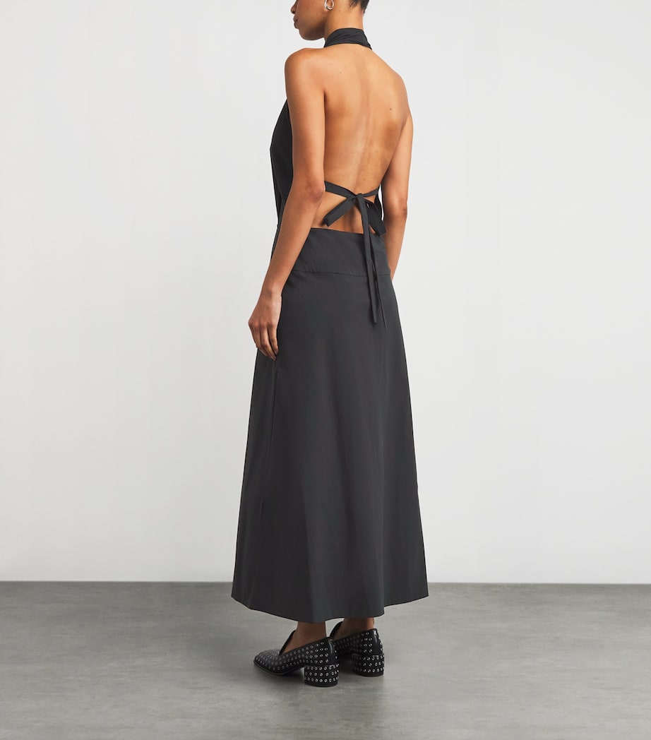 Cotton-Blend Halterneck Maxi Dress BLACK Image 3