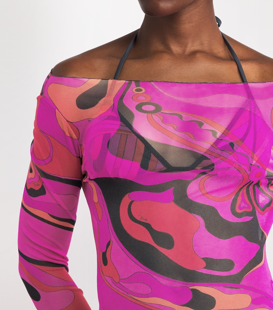 PUCCI Womens Mesh Orchidee Maxi Dress Fuchsia Image 5
