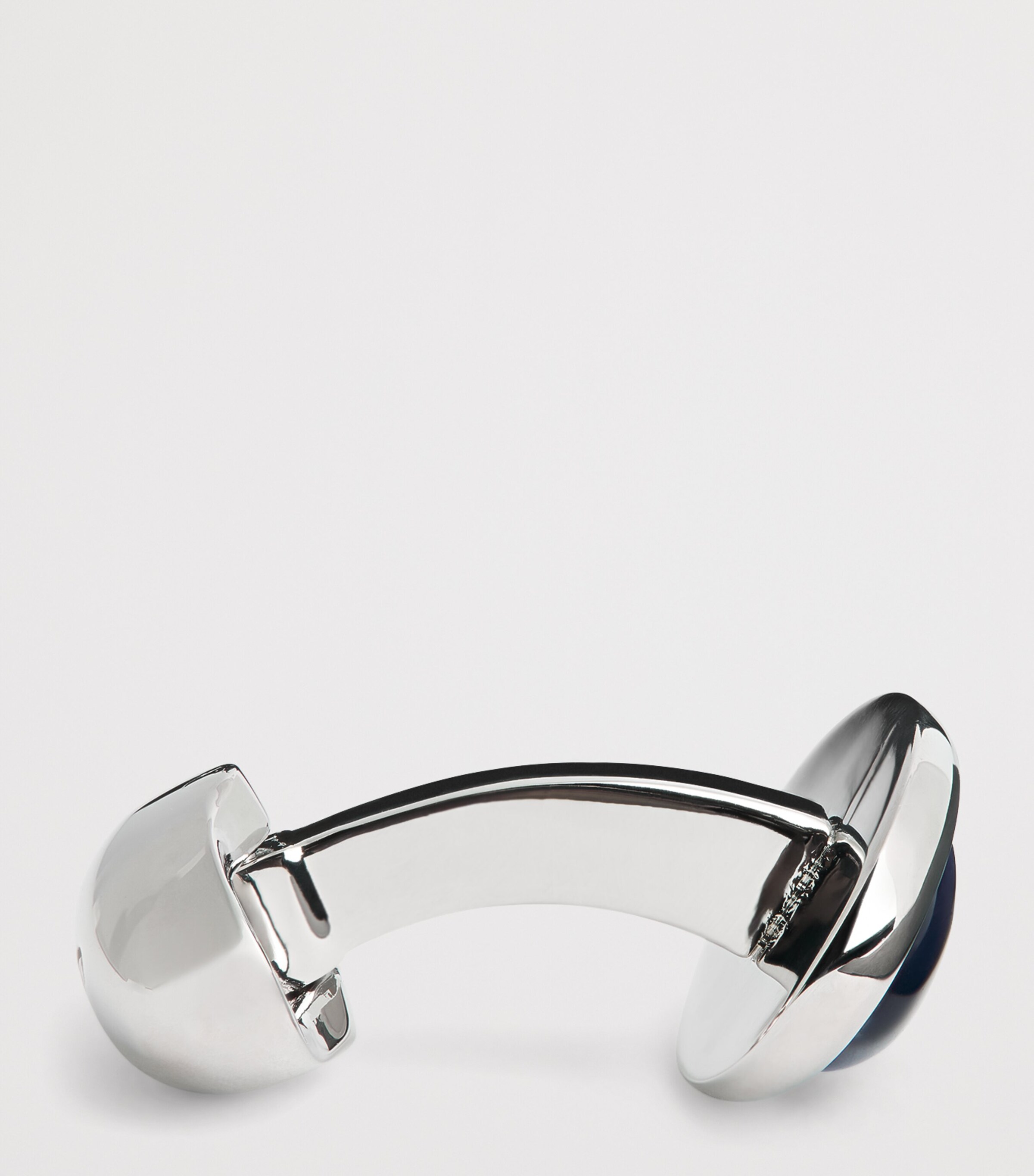 Babette Wasserman Rhodium-Plated Oval Pumice Cufflinks Navy Blue Image 4