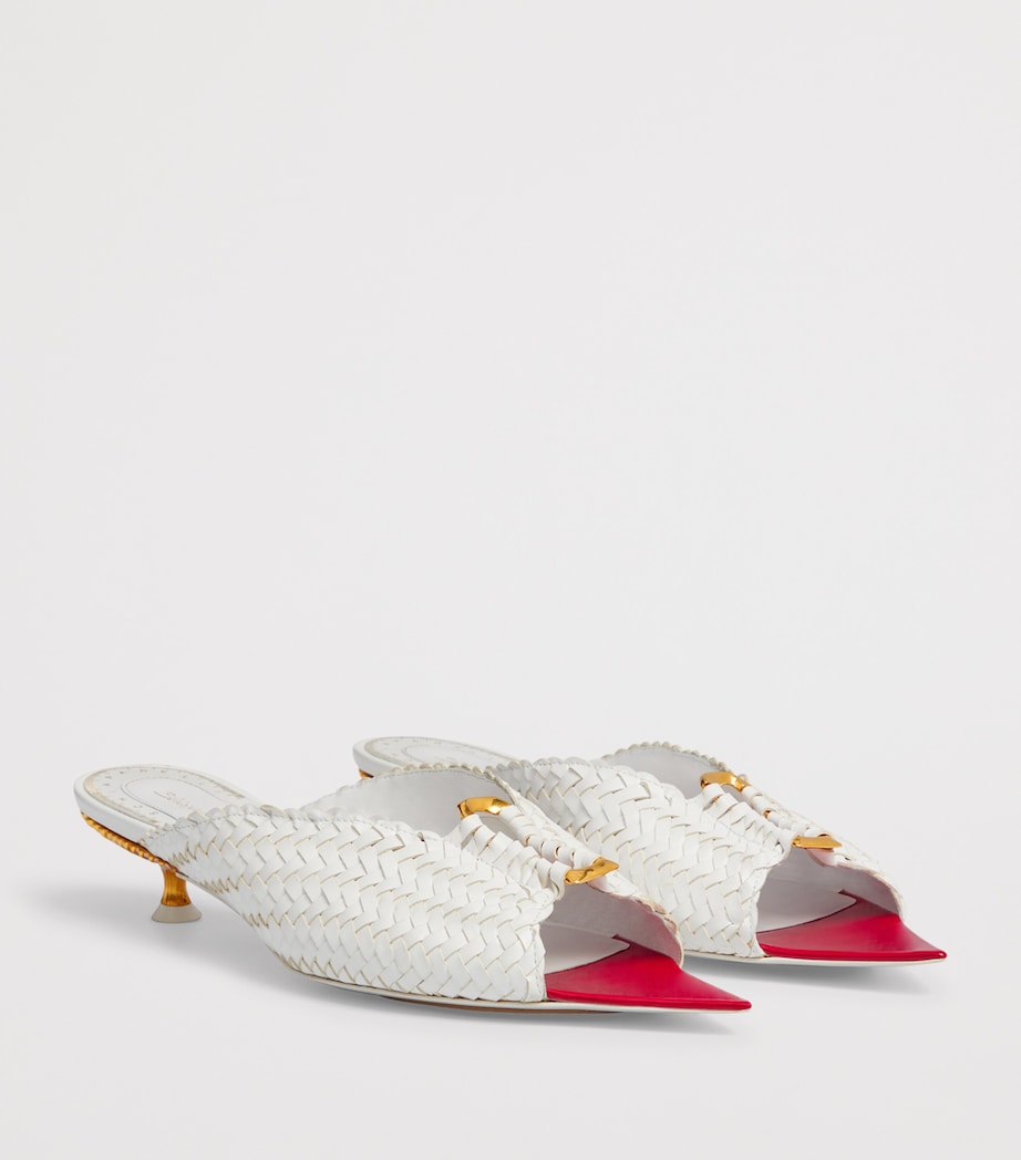 Schiaparelli Calfskin Keyhole Heeled Mules White Image 4