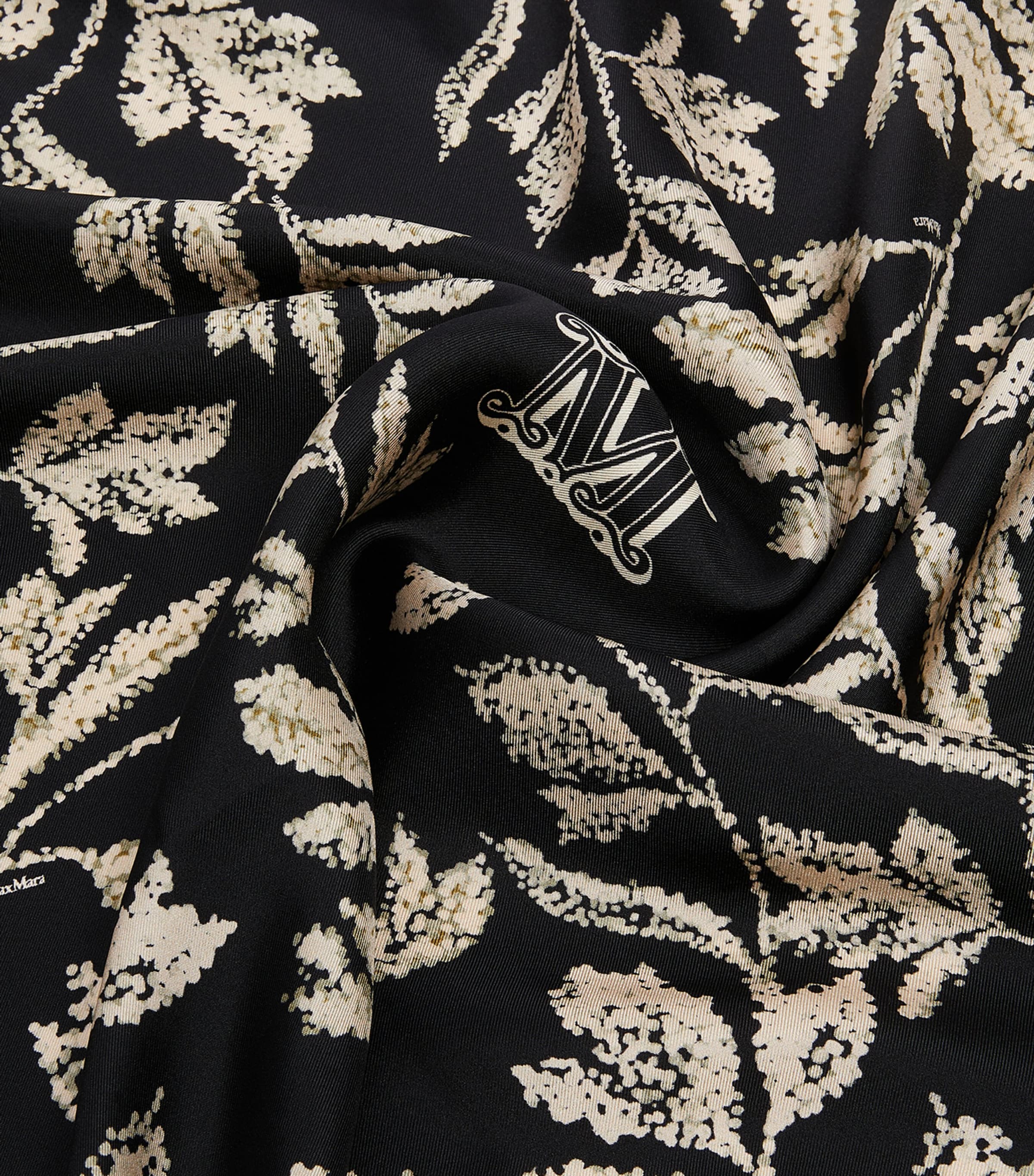 Silk Printed Square Scarf BLACK Image 3