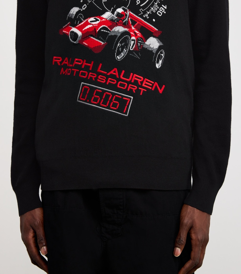 Cotton Racing Intarsia Sweatshirt BLACK Image 6
