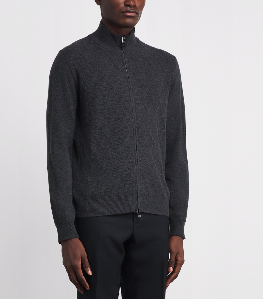 Wool-Cashmere Jacquard Zip-Up Cardigan 111 Image 3