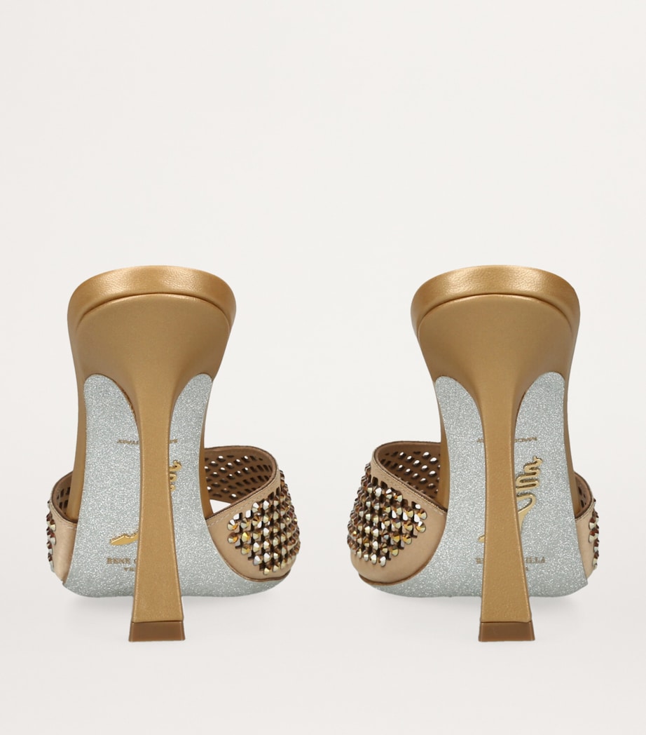Satin Strass Heeled Mules 105 GOLD Image 2