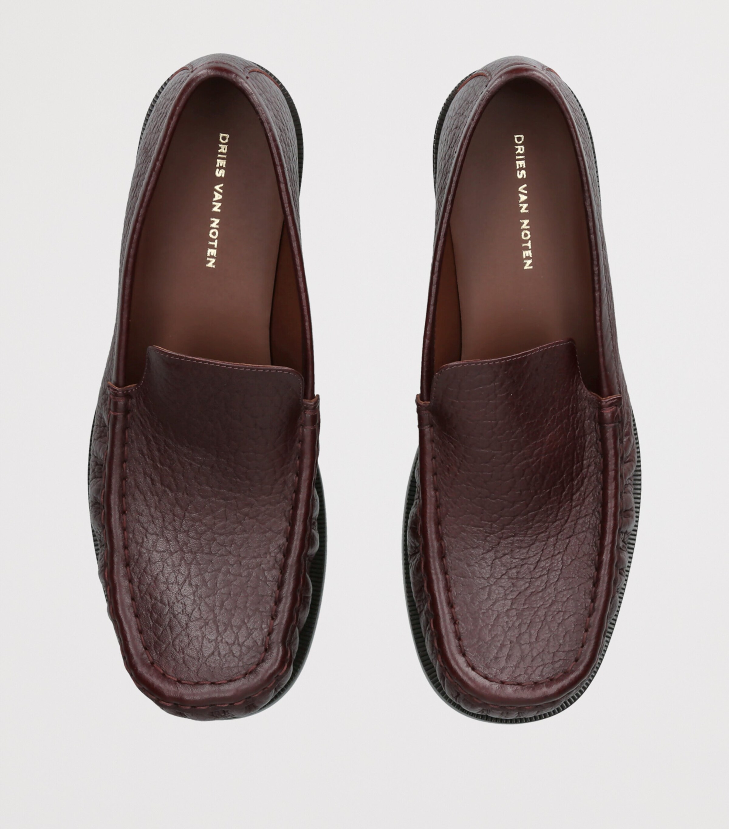 DRIES VAN NOTEN Leather Penny Loafers Wine Image 3