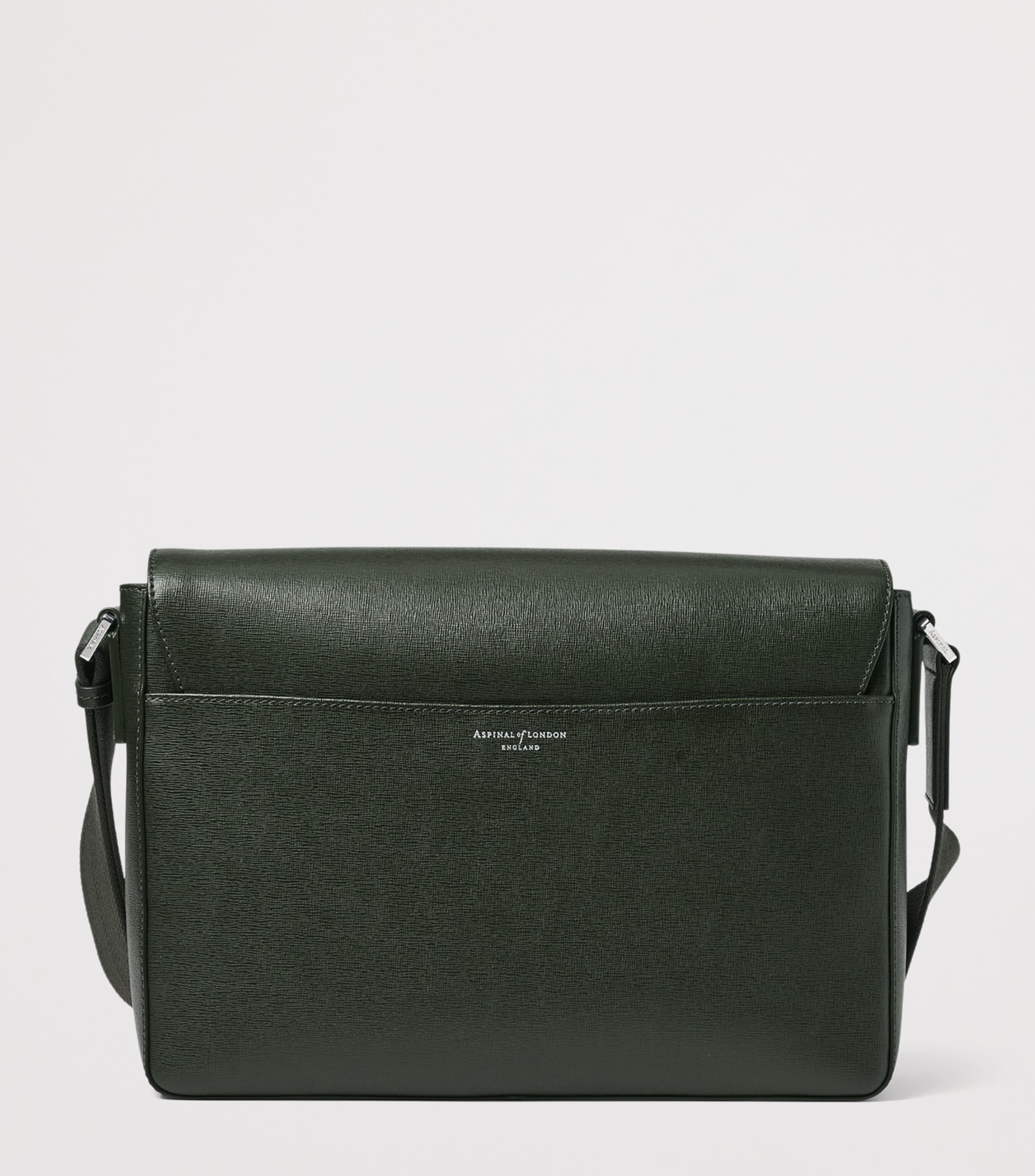 Aspinal Of London Leather Reporter Messenger Bag Forestgreen Image 3