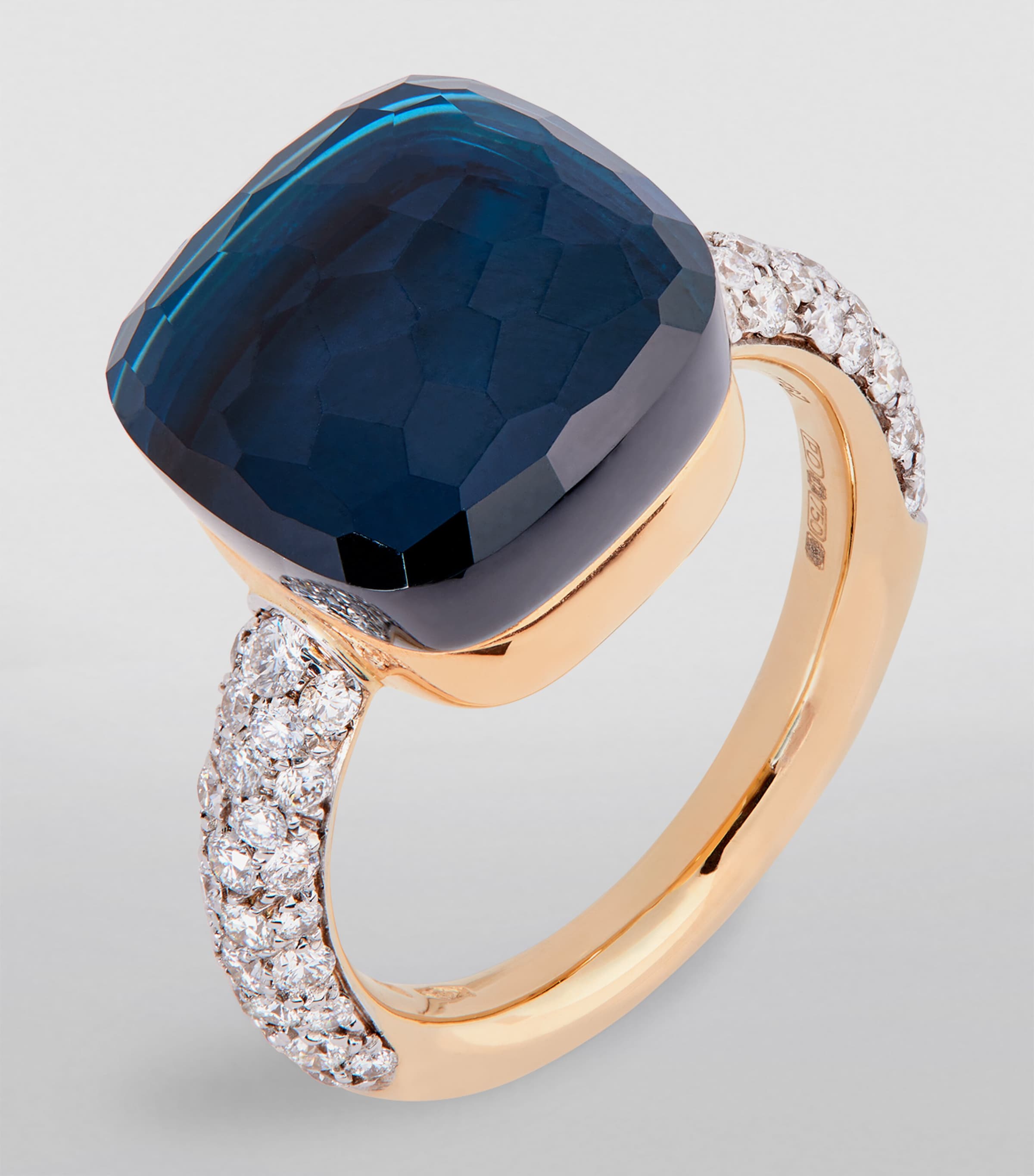 White Gold, Diamond and London Blue Topaz Nudo Ring DB0TL Image 2