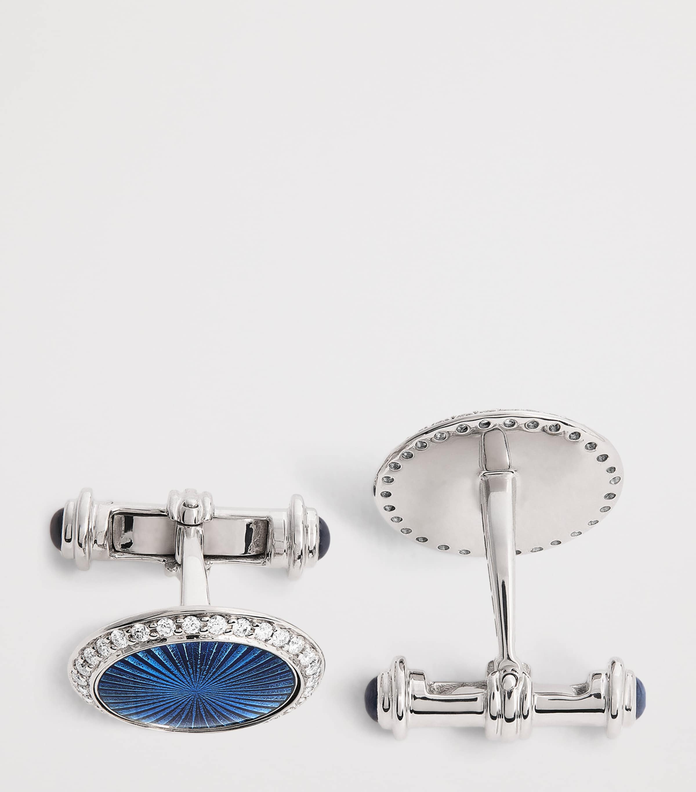 Deakin & Francis White Gold, Diamond and Blue Sapphire Cufflinks Gold Image 4