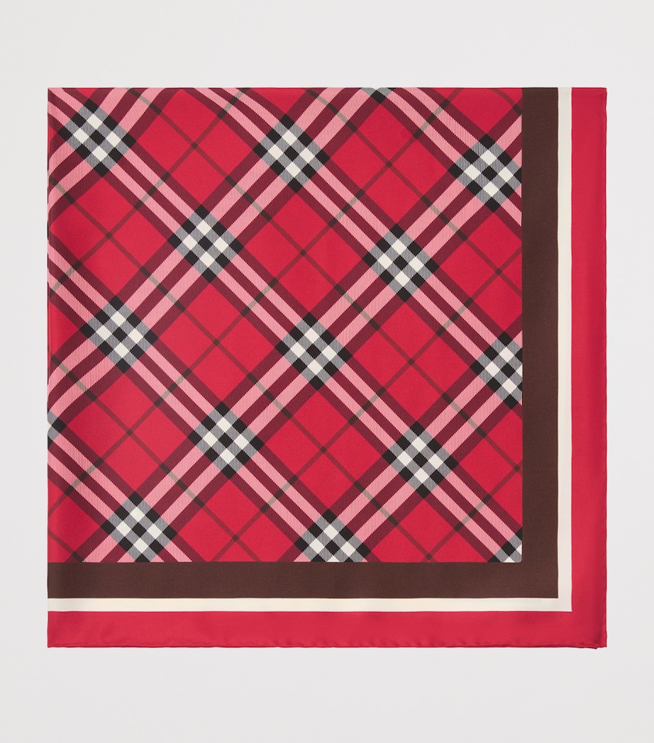 Silk Check Scarf POST RED Image 3