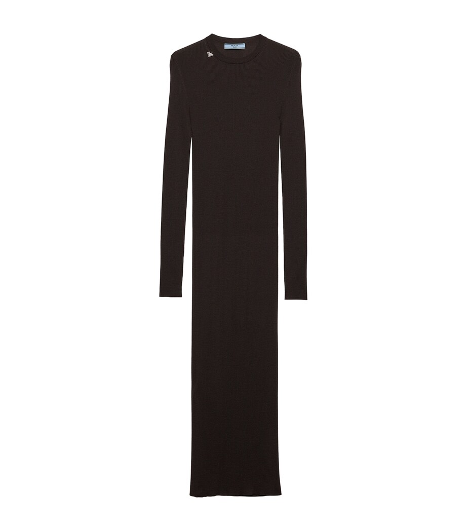 Prada Womens Wool Triangle Charm Midi Dress Image 1