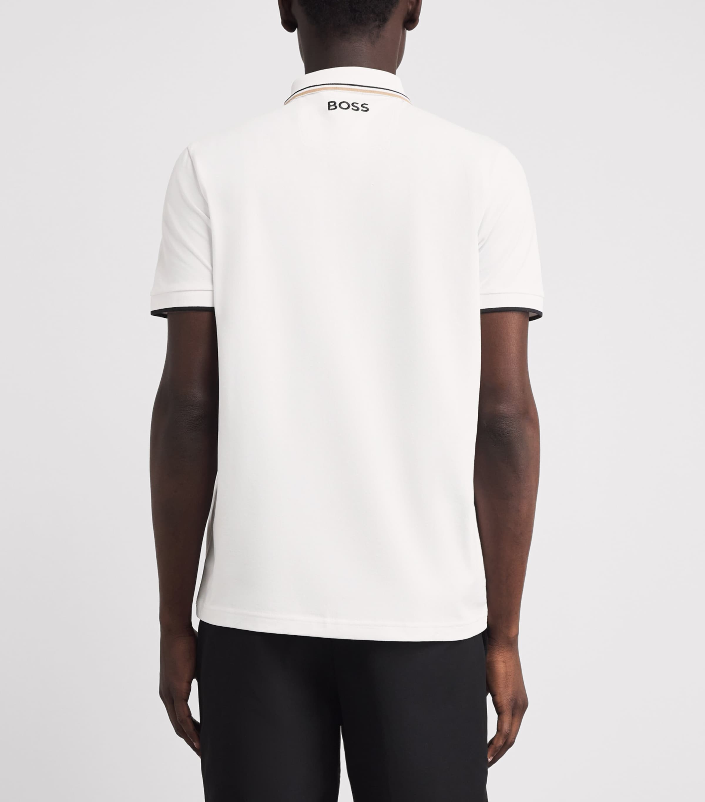 BOSS Mens Cotton-Blend Paddy Polo Shirt Natural Image 5