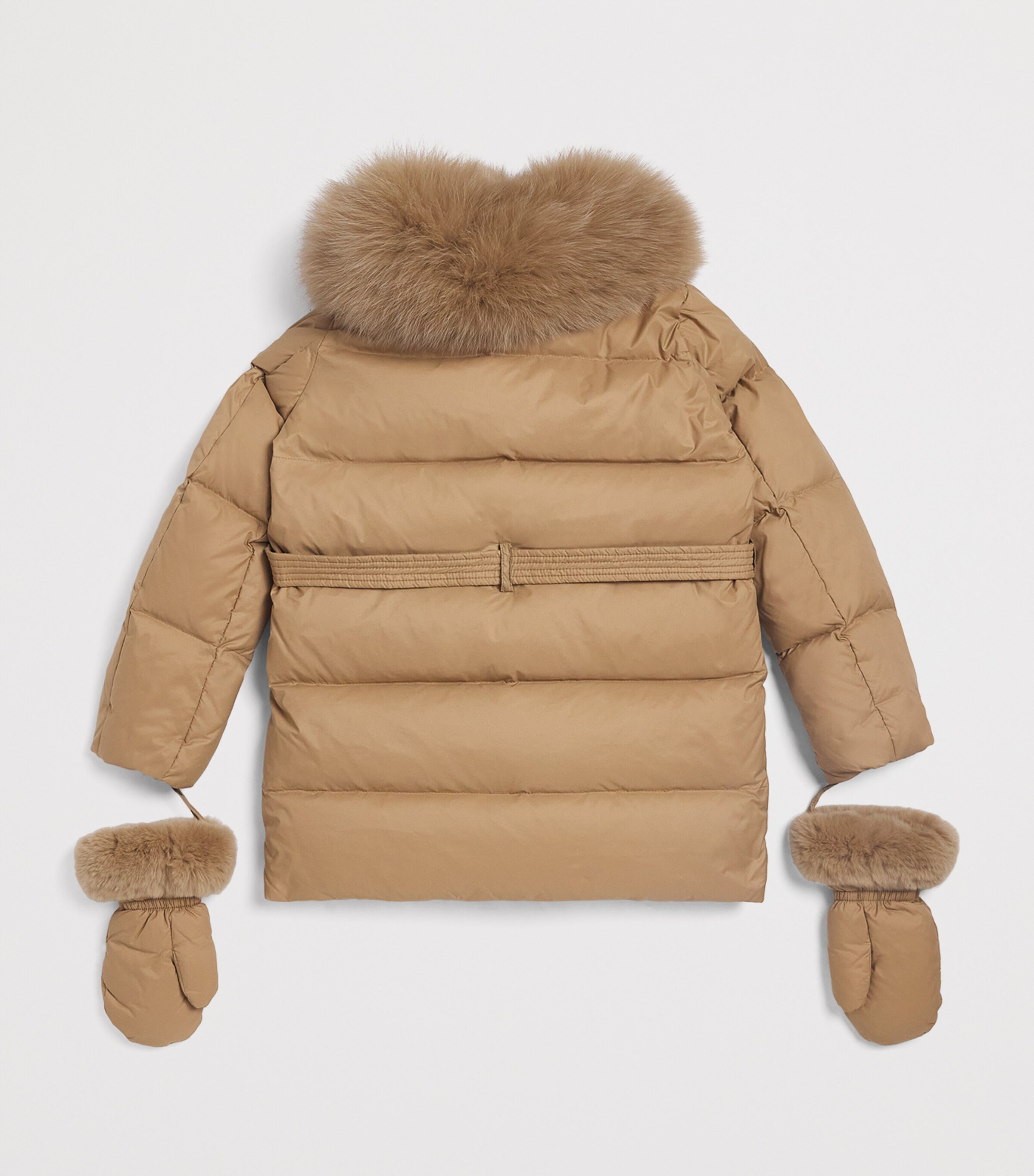 Yves Salomon Enfant Fur-Trim Down Puffer Jacket with Mittens (6 Years) Image 2