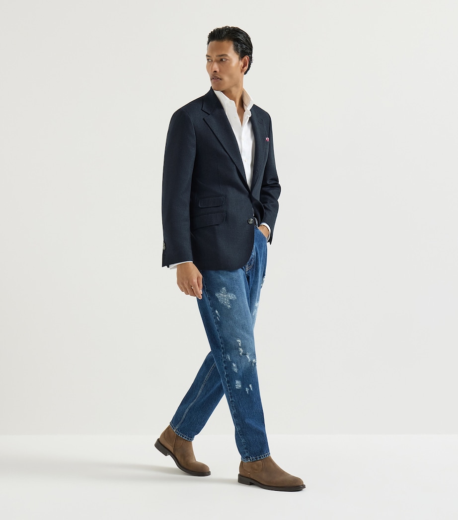 Brunello Cucinelli Mens Mouliné Virgin Wool Twill Deconstructed Blazer Image 2