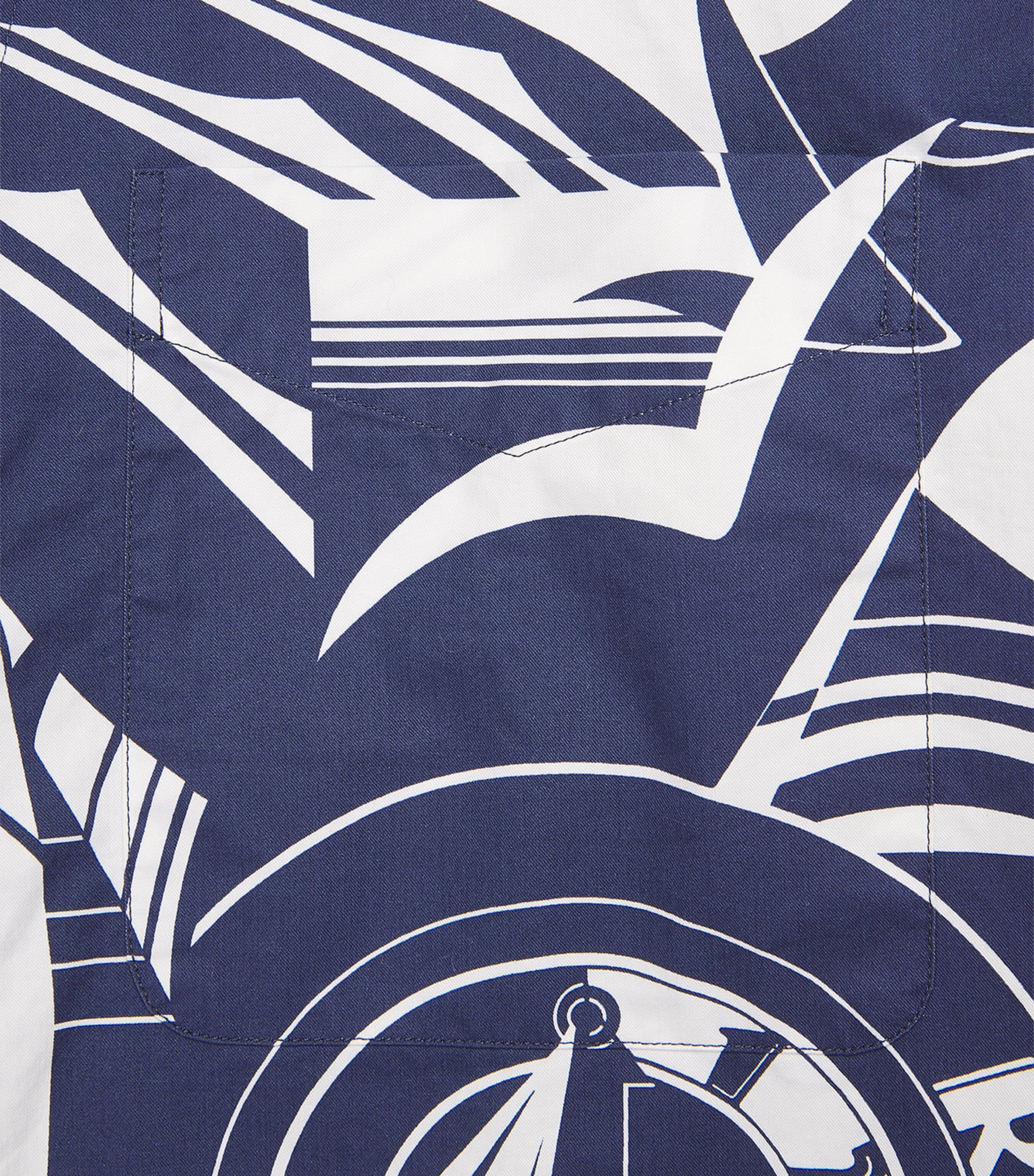 Ralph Lauren Purple Label Mens Cotton Art Deco Camp Shirt Chairman Navy Print Image 6