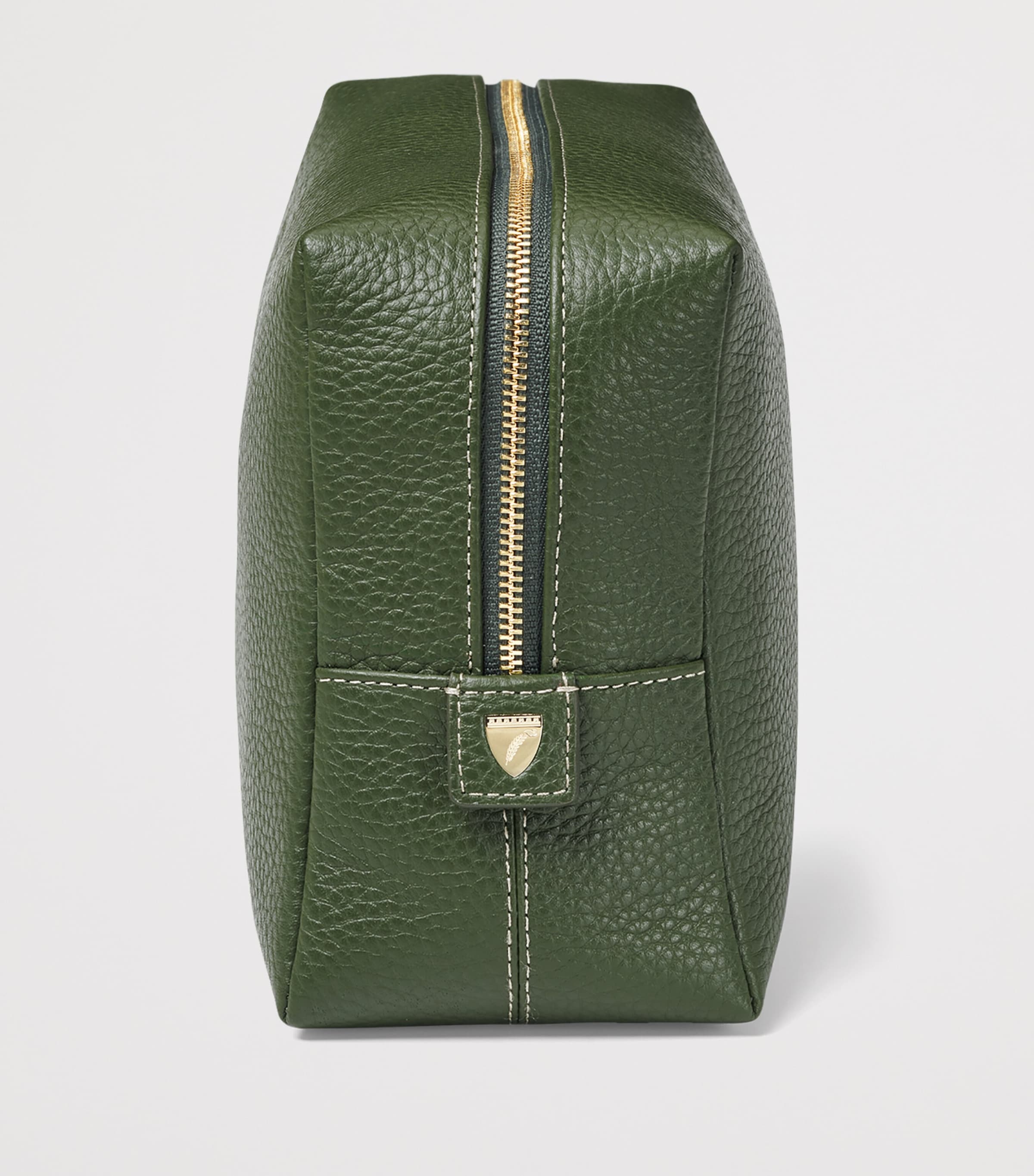 Aspinal Of London Large Leather London Cosmetic Case Racing Green Image 3
