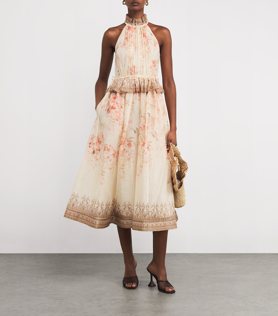 Zimmermann Pink Linen-Silk Halterneck Midi Dress | Harrods UK Zimmermann Pink Linen-Silk Halterneck Midi Dress | Harrods UK