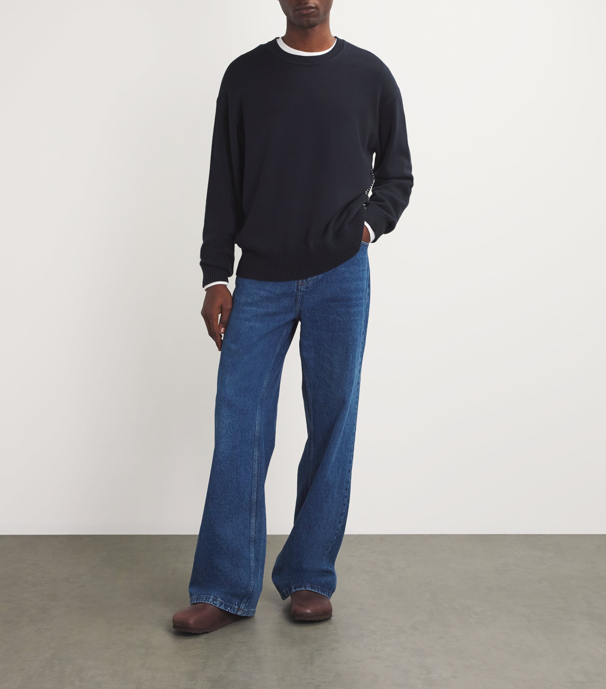 Rag & Bone Mens Contrast-Stitch Sweater Salute Image 2