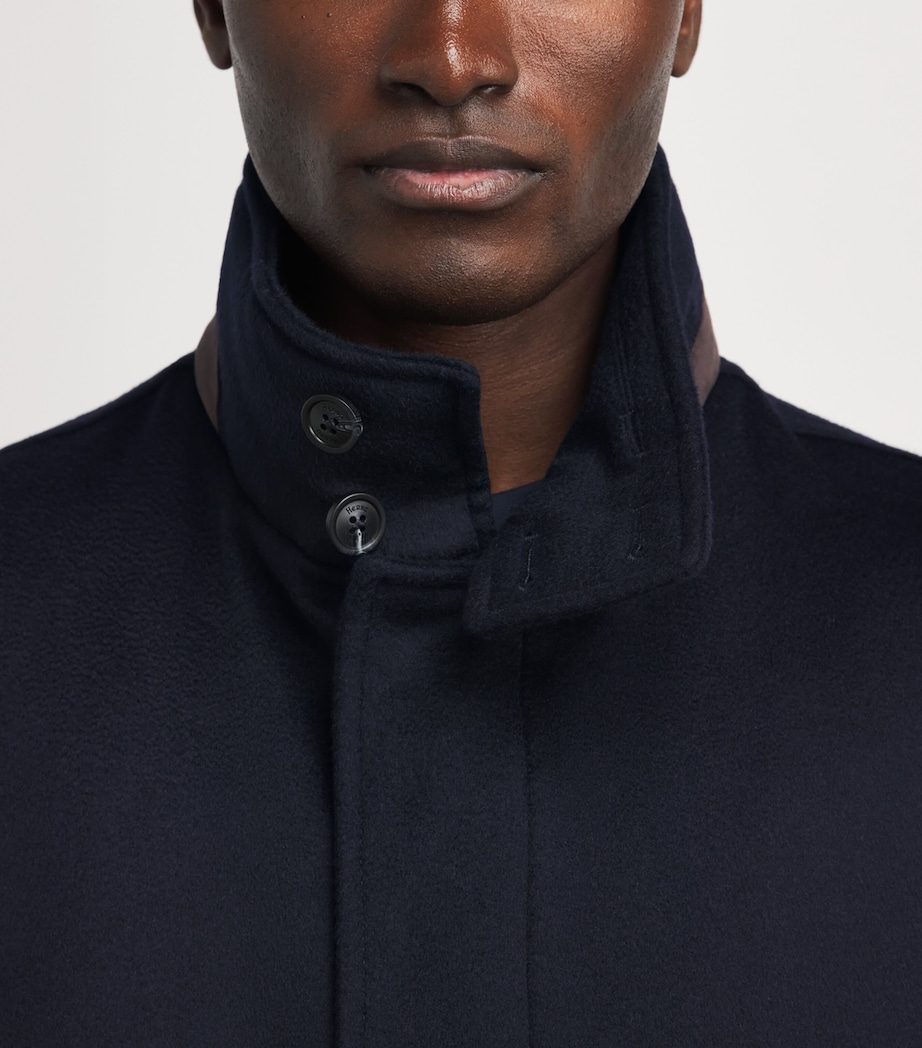Herno Mens Cashmere Car Coat Blu Scuro Image 6