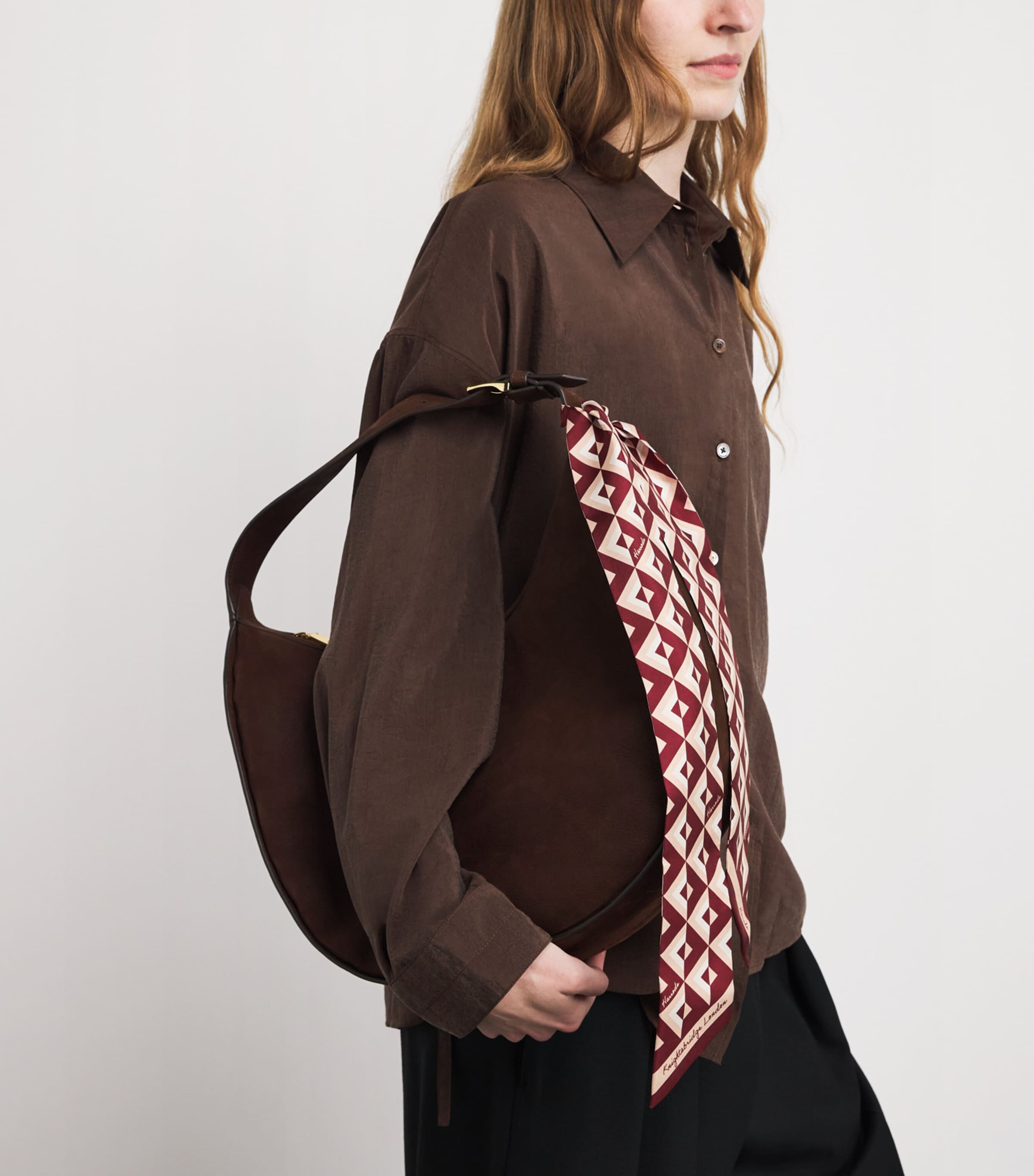 Silk Geometric Print Scarf PINK Image 3