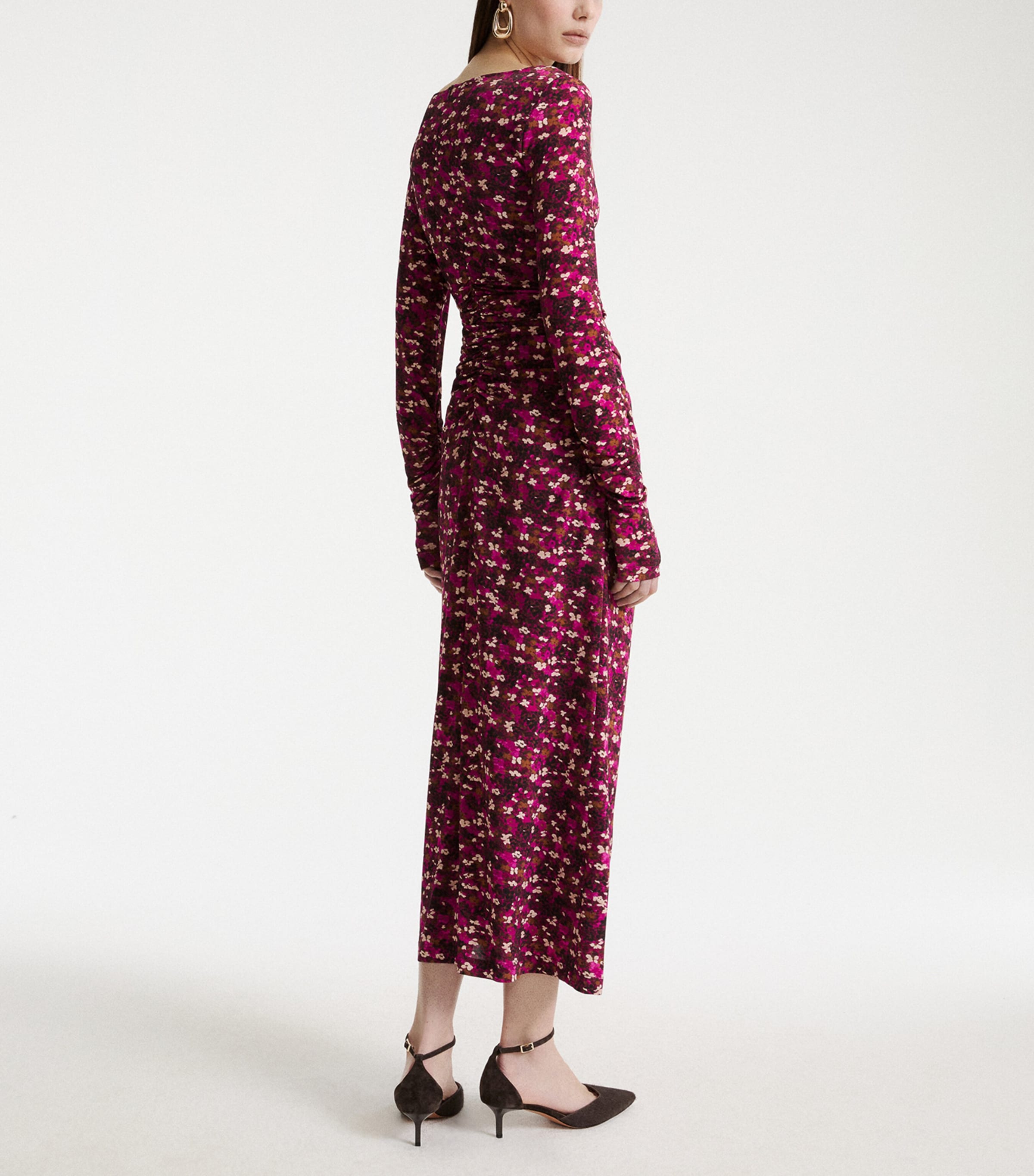 Marella Womens Jersey Floral Maxi Dress Fuchsia Image 3