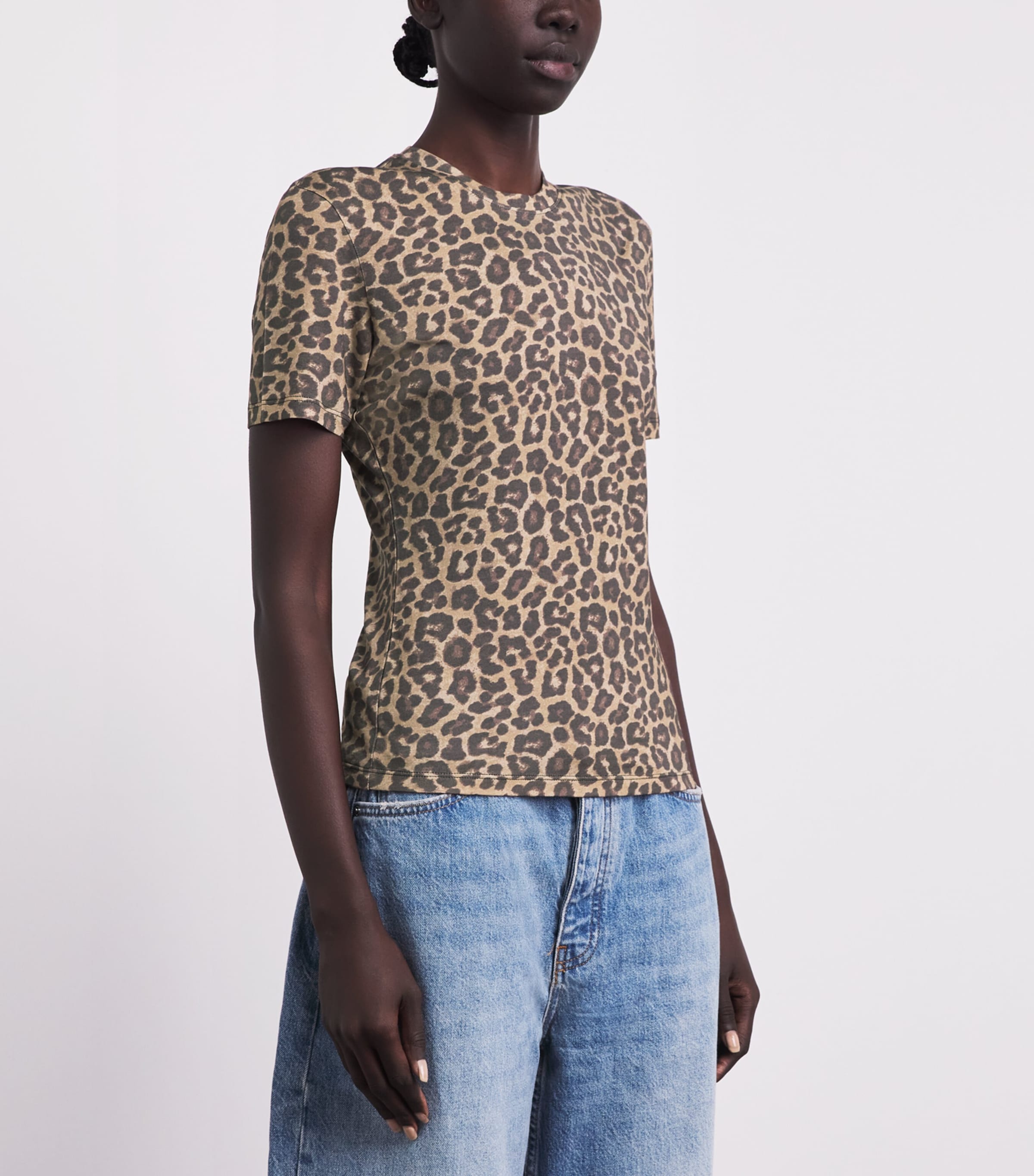 ANINE BING Womens Leopard Print Sylvie T-Shirt Leopard Image 4