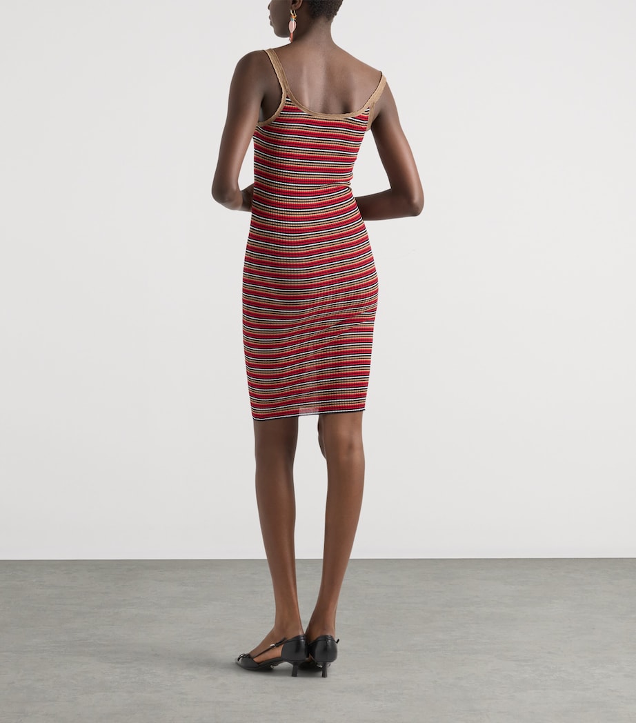 Prada Womens Cotton Stripe Midi Dress Blue Image 5