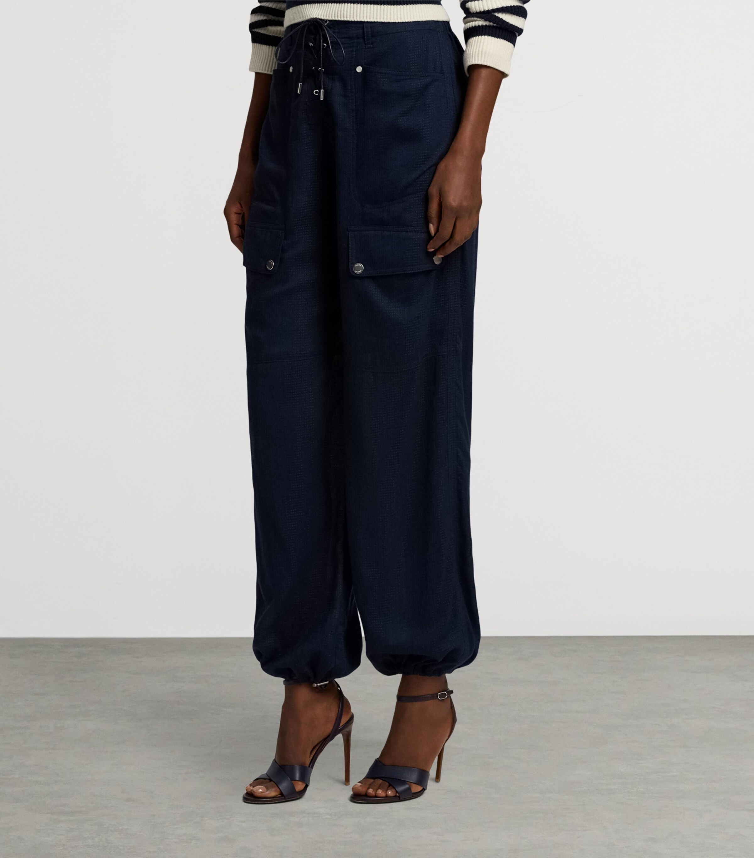 Ralph Lauren Collection Womens Ripstop Briella Cargo Trousers Navy Image 9