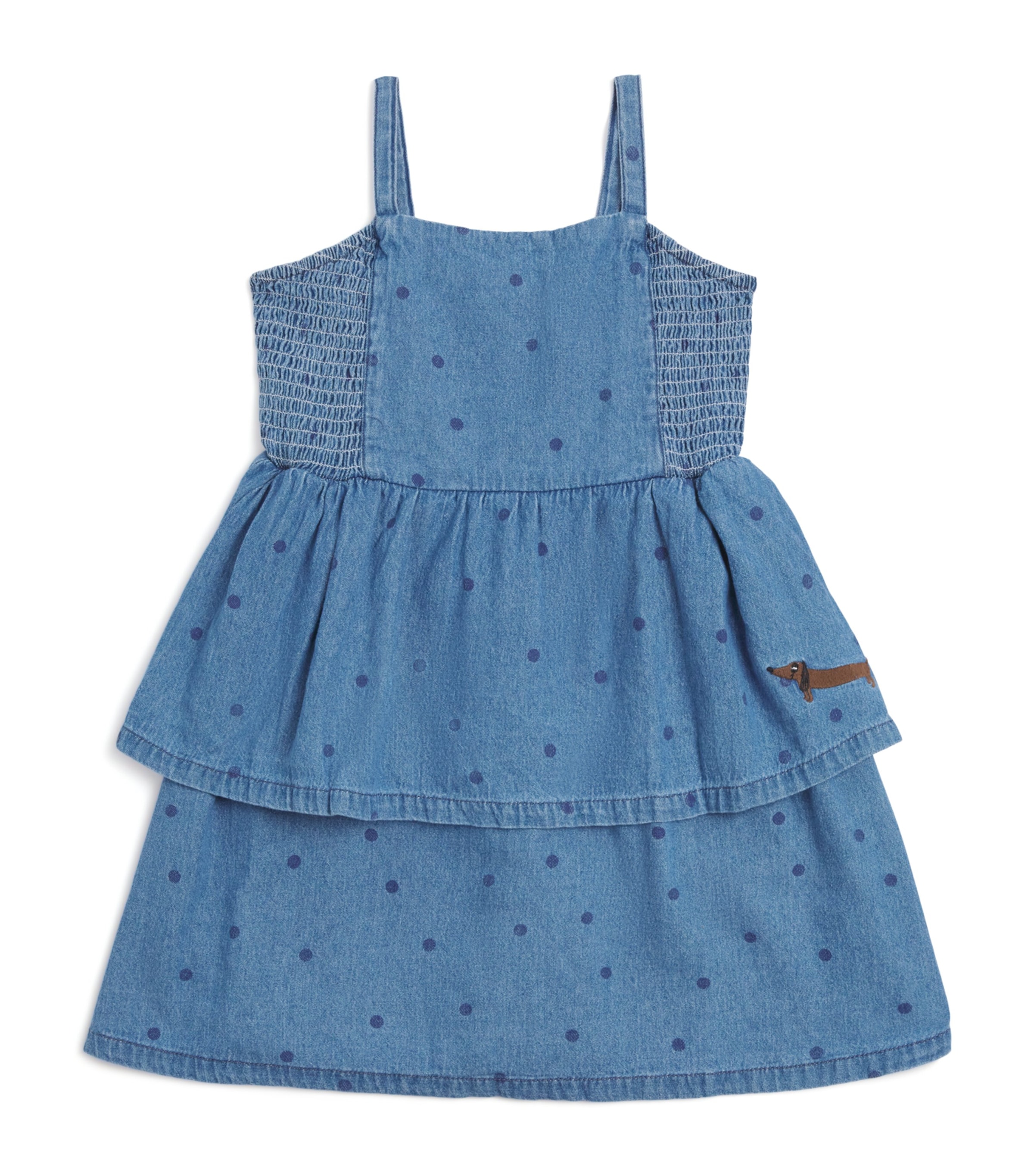 Mini Rodini Denim Dots Dress (3-11 Years) Blue Image 1