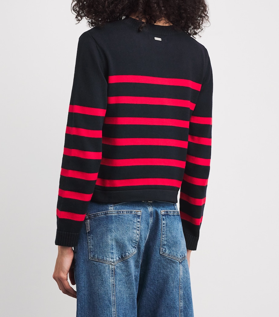 Cotton-Modal Stripe Sweater NAVY/POPPY RED Image 4
