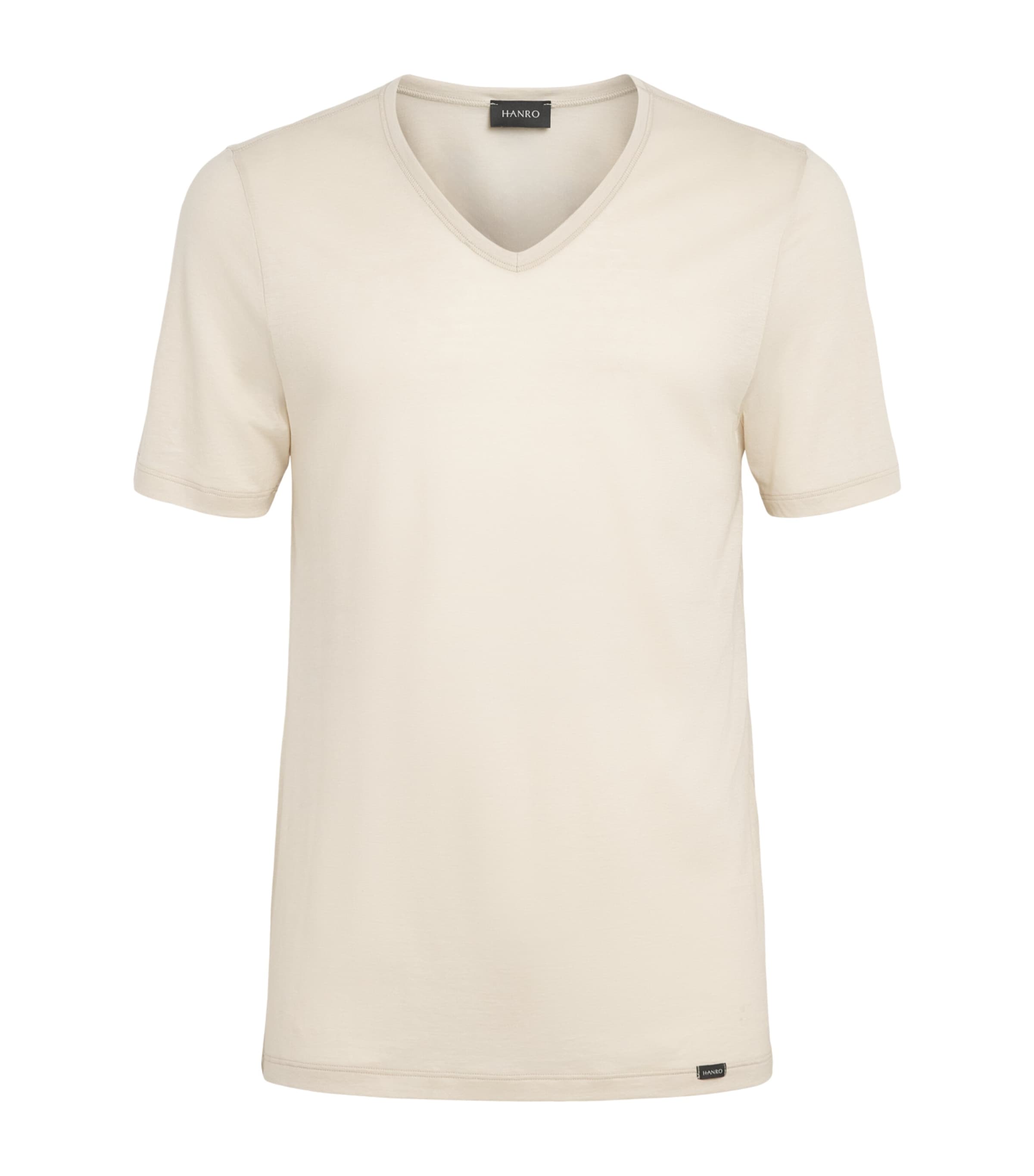 Hanro Mens Cotton Ultralight V-Neck T-Shirt Moon Image 1