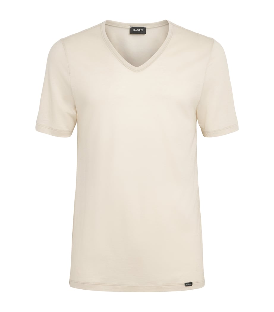 Hanro Mens Cotton Ultralight V-Neck T-Shirt Moon Image 1