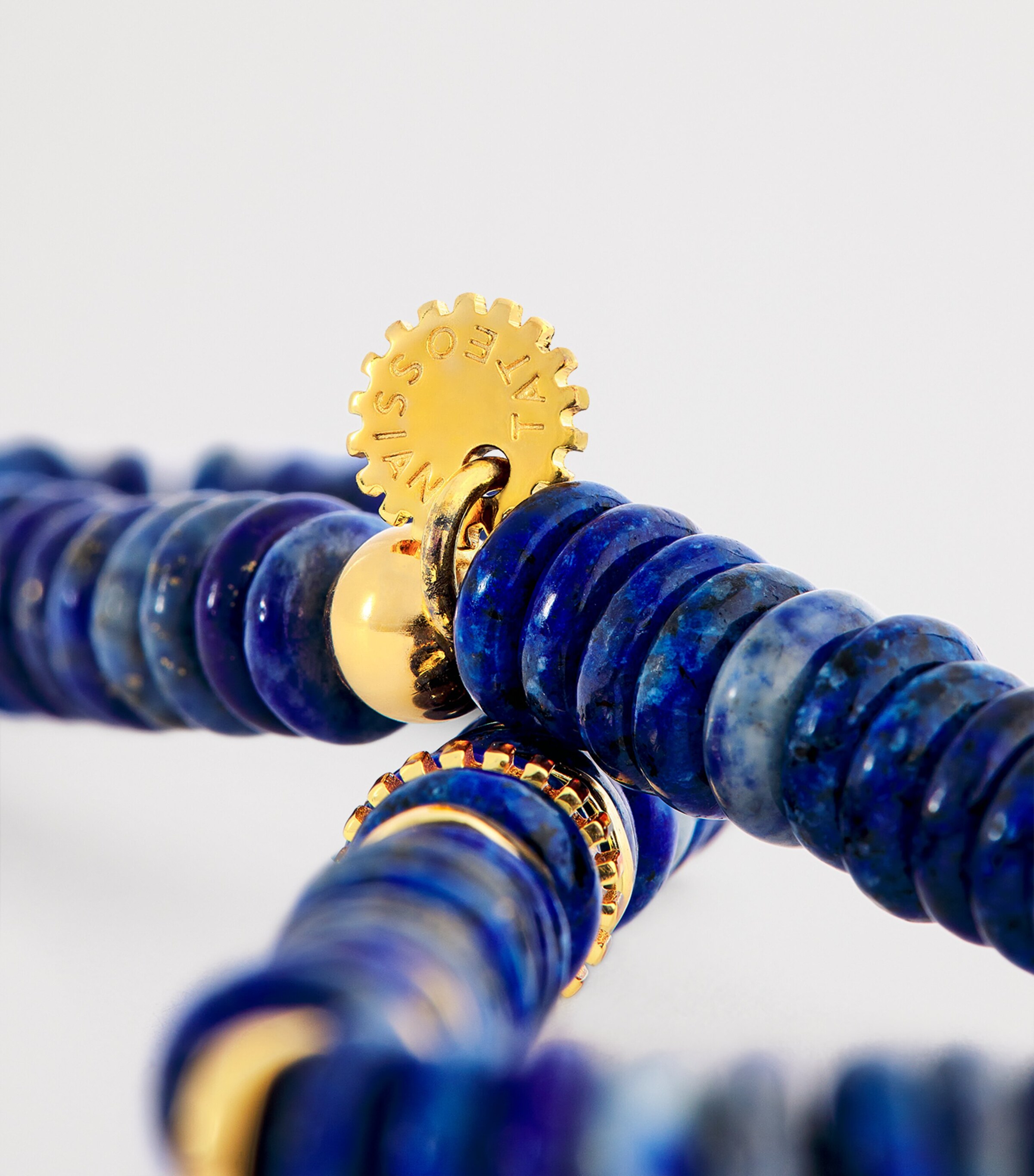 Tateossian Gold-Plated Sterling Silver and Lapis Classic Discs Bracelet Blue Image 6