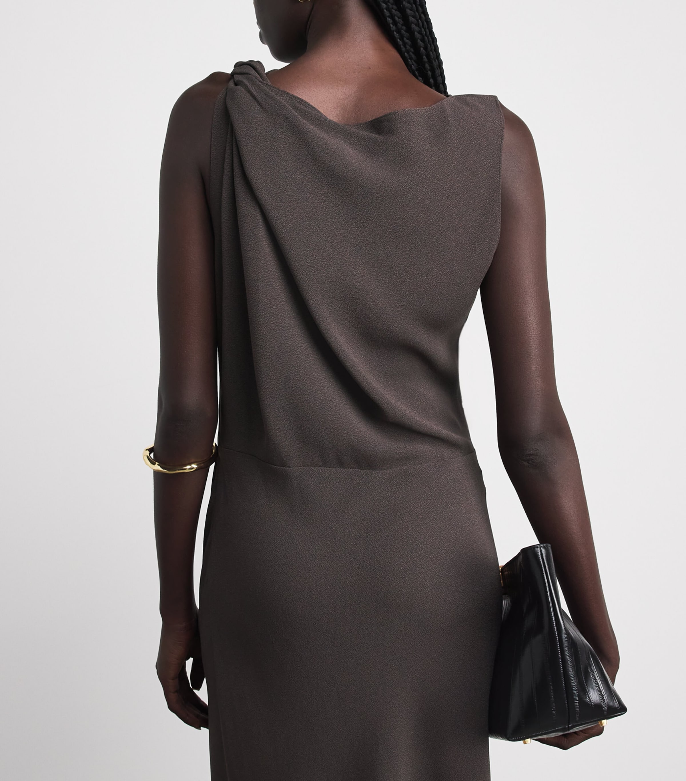 Theory Womens Shoulder Twist Maxi Dress Daj Cacao Image 3