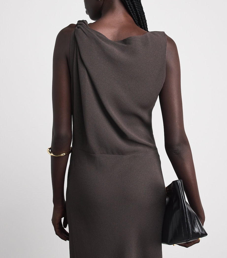 Theory Womens Shoulder Twist Maxi Dress Daj Cacao Image 3