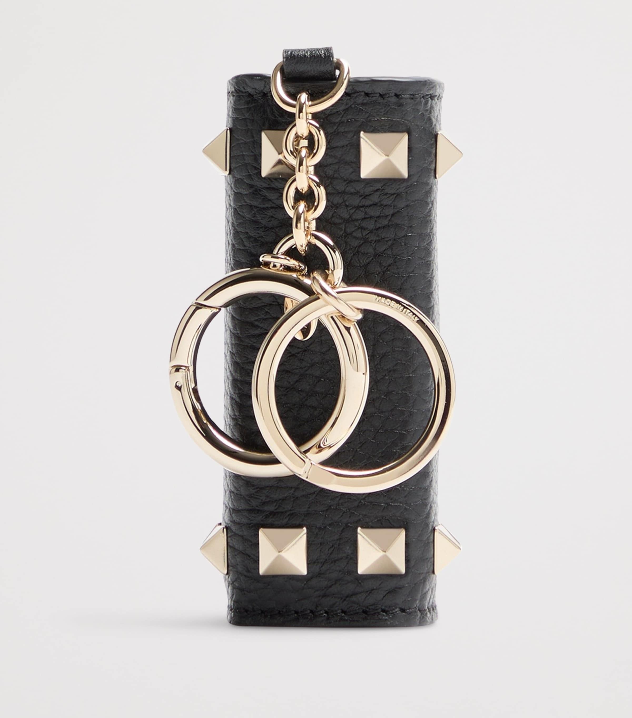 Valentino Garavani Leather Rockstud Lipstick Case Keyring Image 3
