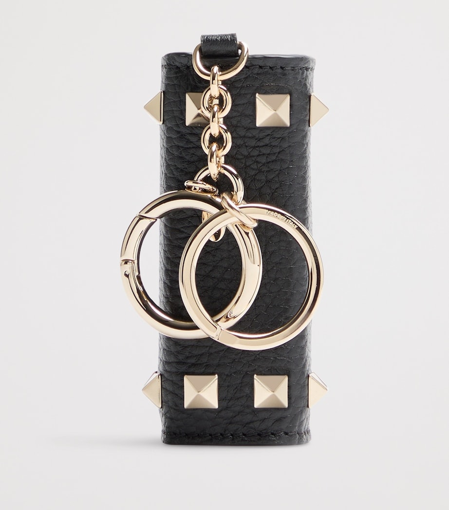 Valentino Garavani Leather Rockstud Lipstick Case Keyring Image 3