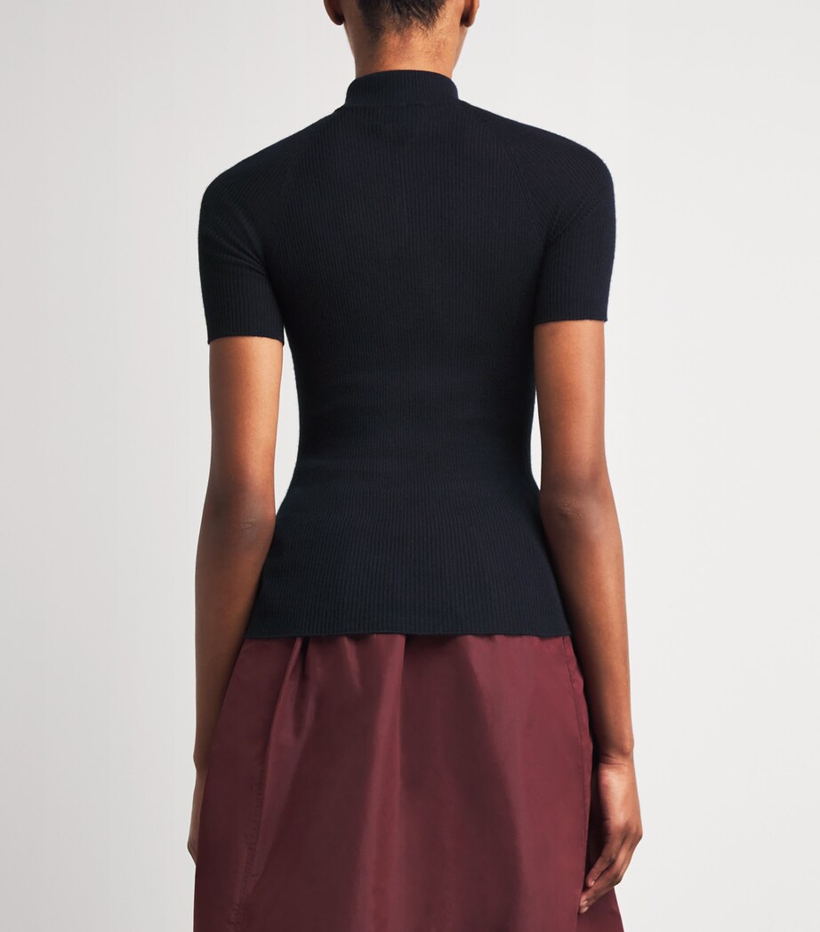 Cashmere-Silk Ribbed T-Shirt 0350 - NAVY BLUE Image 4