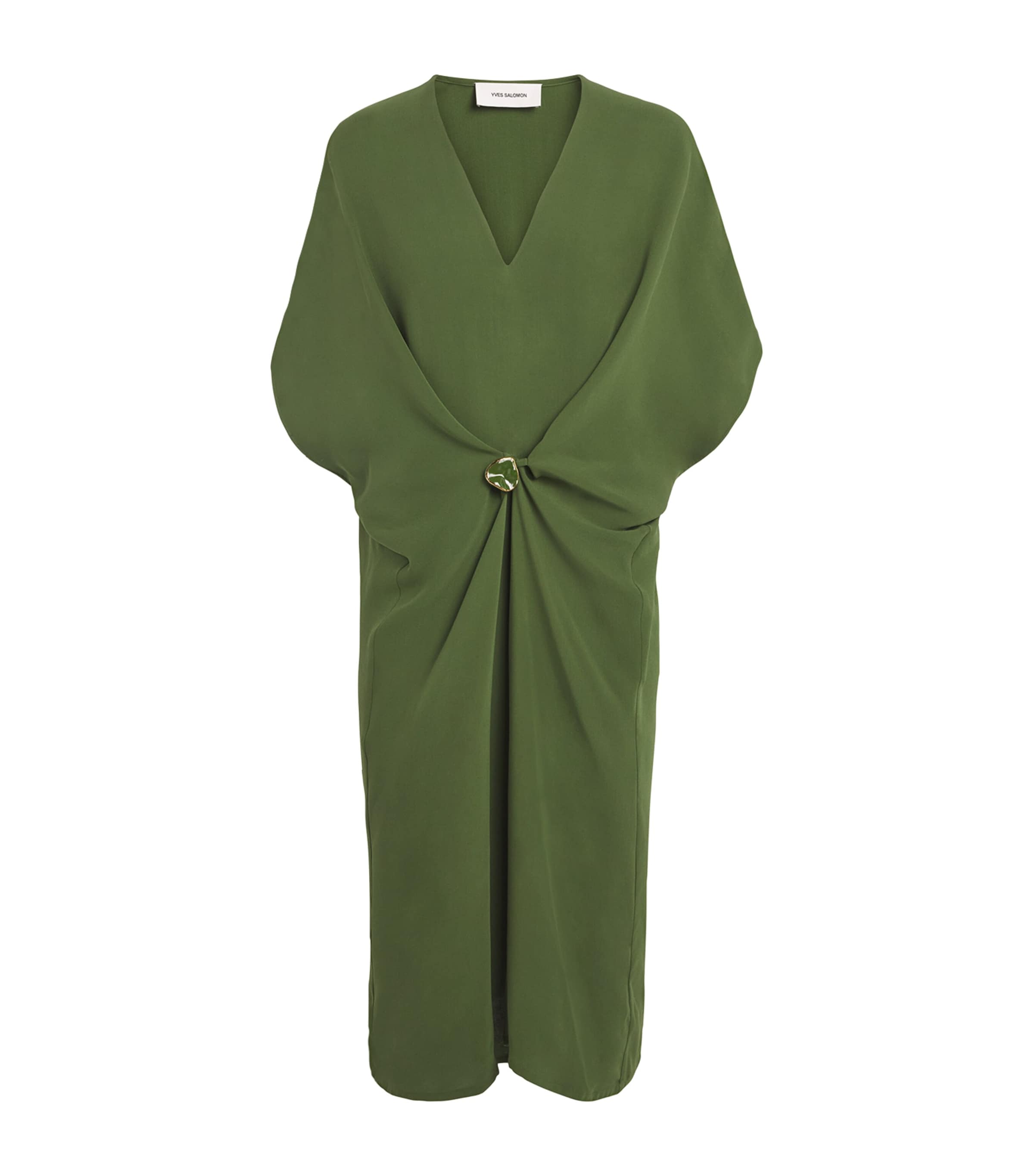 Yves Salomon Silk Crepe Dress In Green