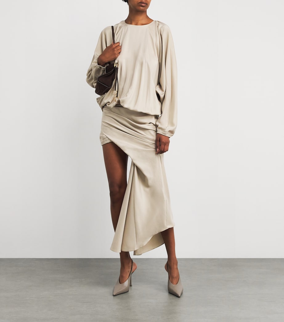 Silk Parachute Mini Dress STONE Image 2