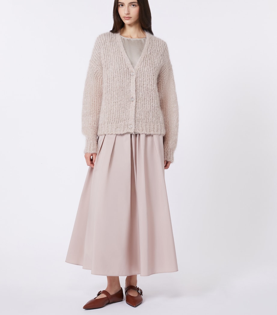 Weekend Max Mara Womens Mohair-Wool-Blend V-Neck Cardigan Sand Image 4