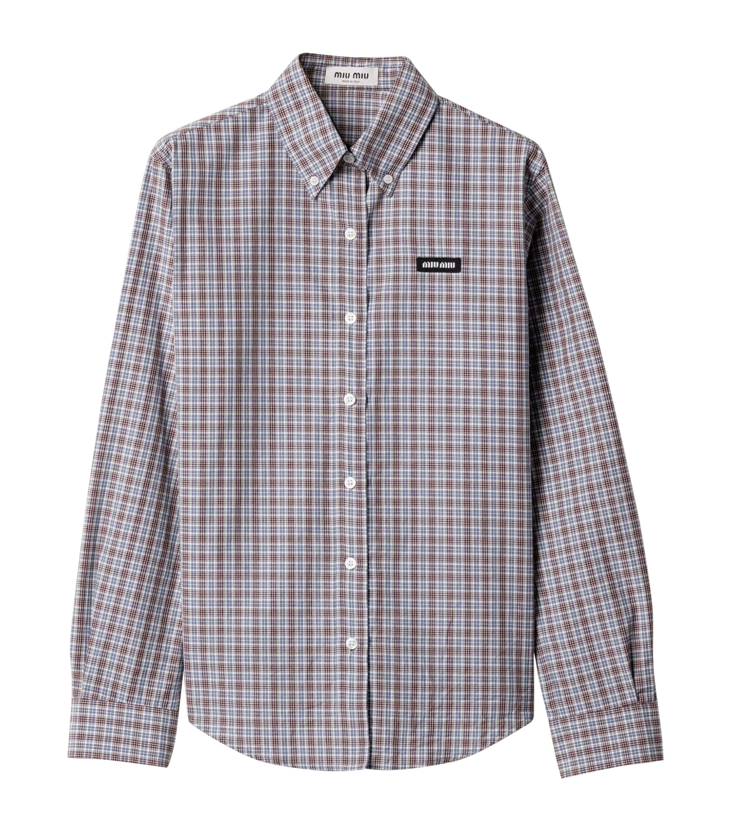 Miu Miu Blue Cotton Check Shirt | Harrods UK