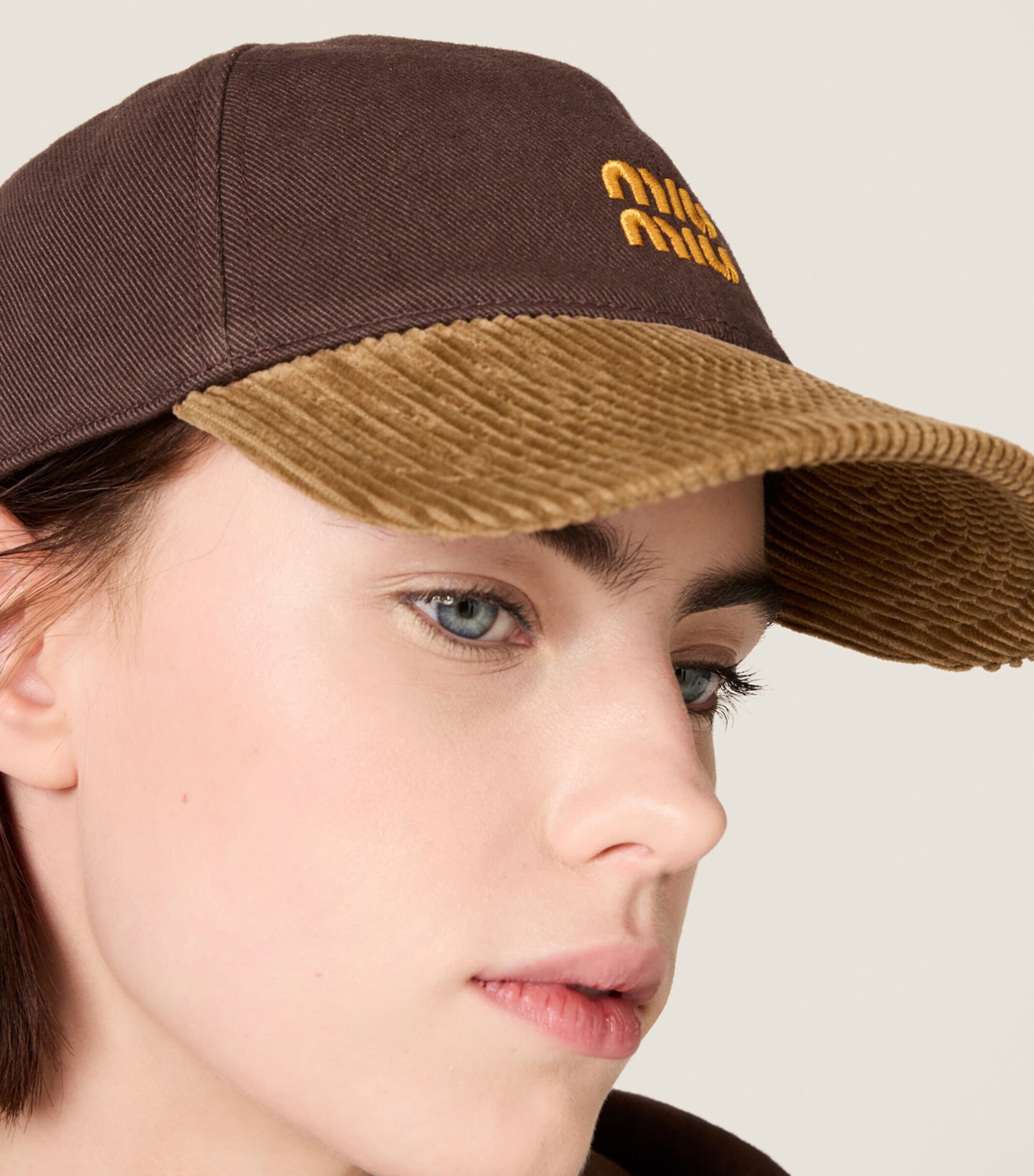 miu miu ブラウン コーデュロイキャップ Miu Miu Burgundy Denim Corduroy Baseball Cap | Harrods UK