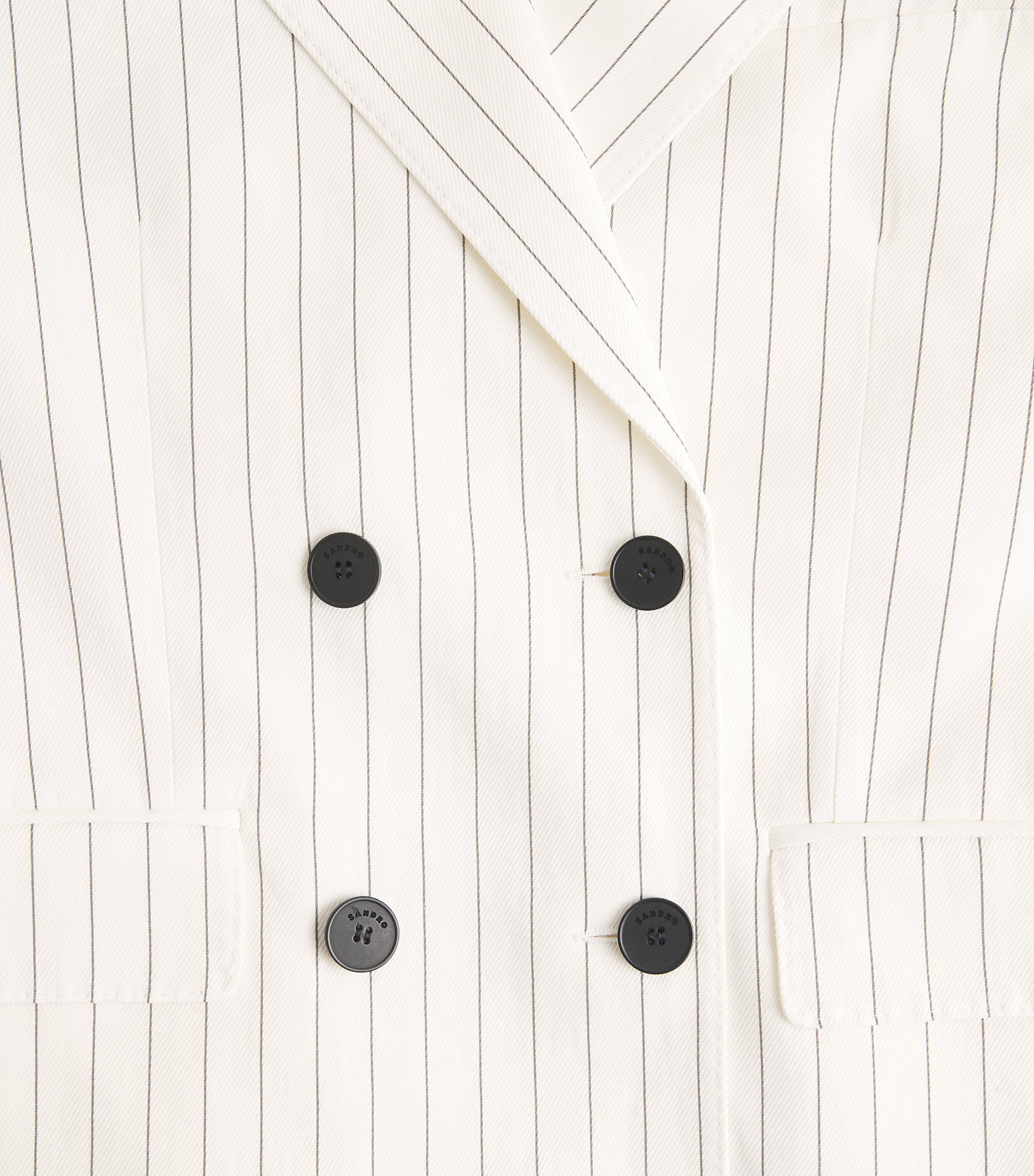 Sandro Paris Womens Stripe Double-Breasted Blazer Ecru / Black Image 6