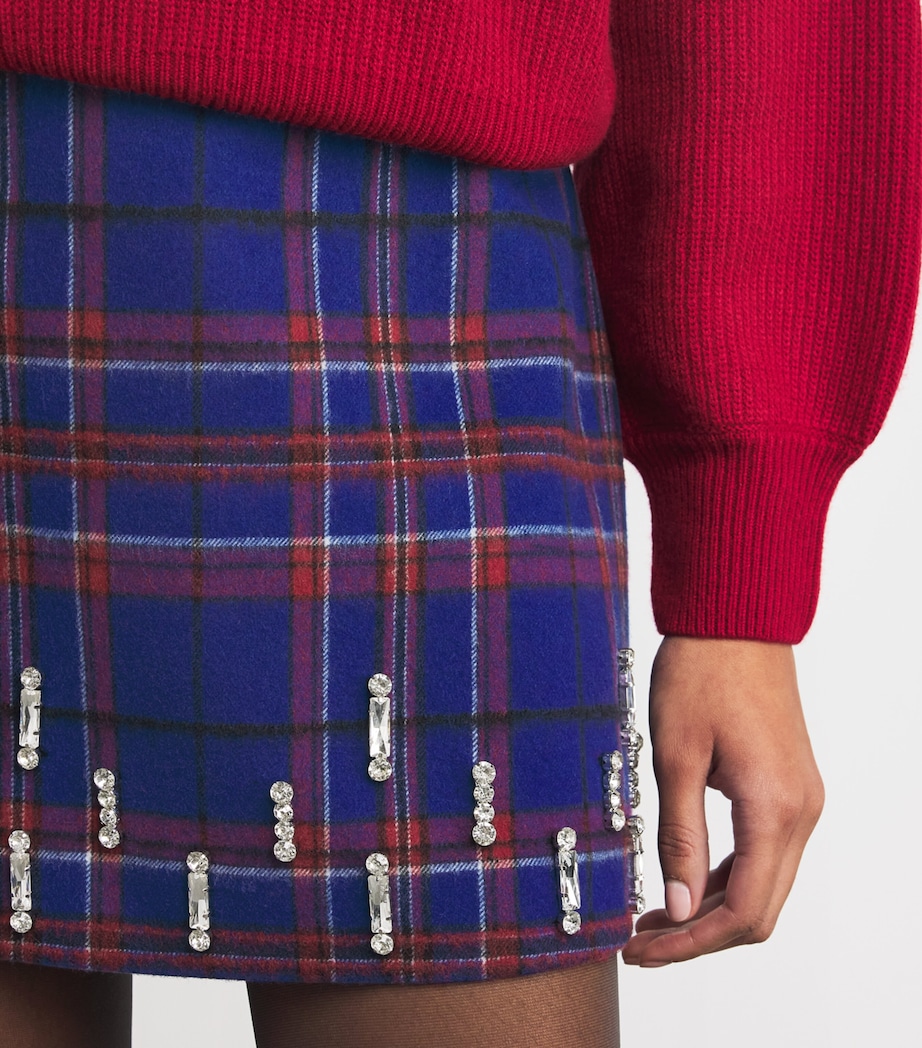 Wool-Blend Tartan Mini Skirt NAVY Image 6