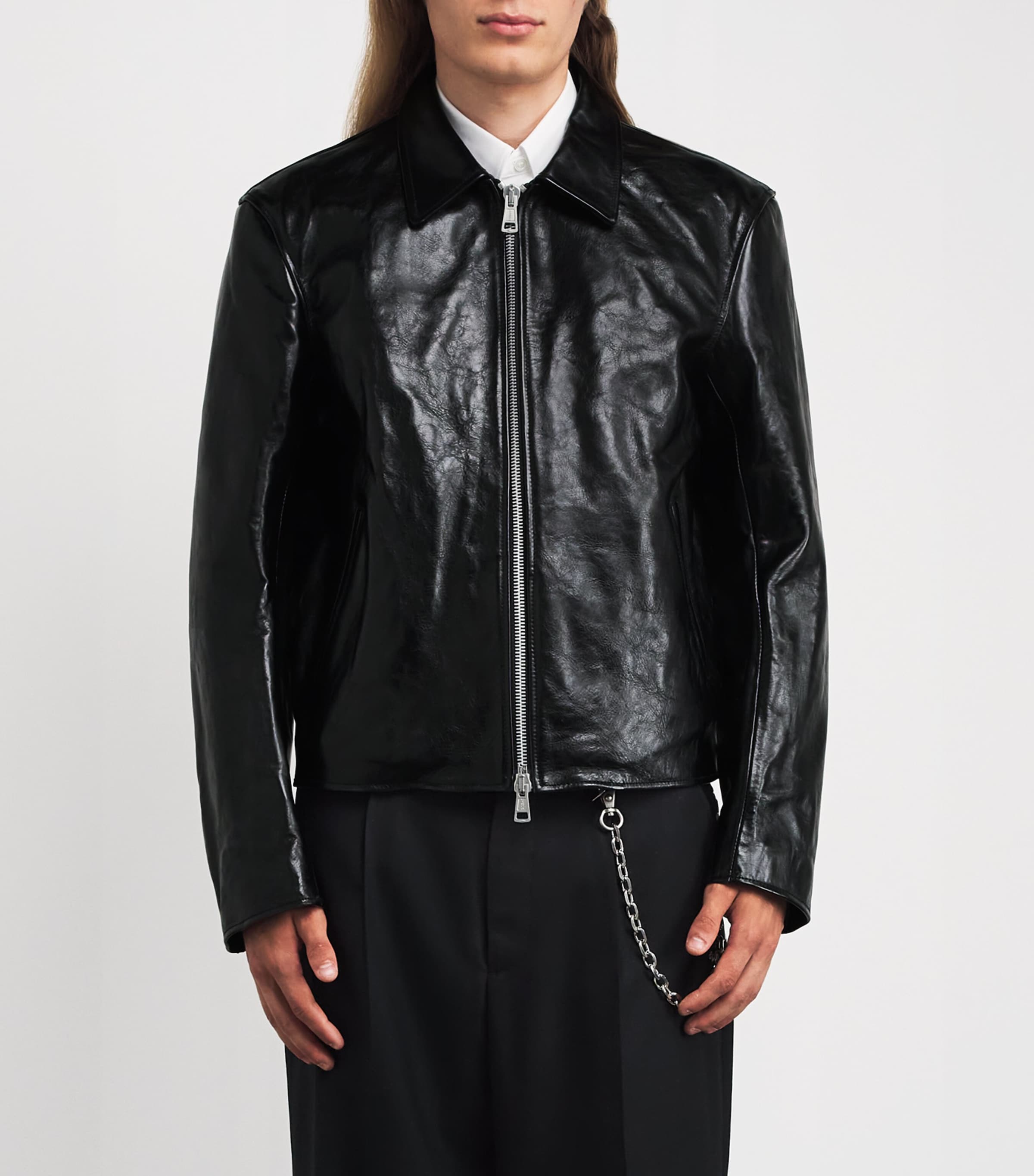 Leather Mini Jacket TOP DYED BLK LTHR Image 3