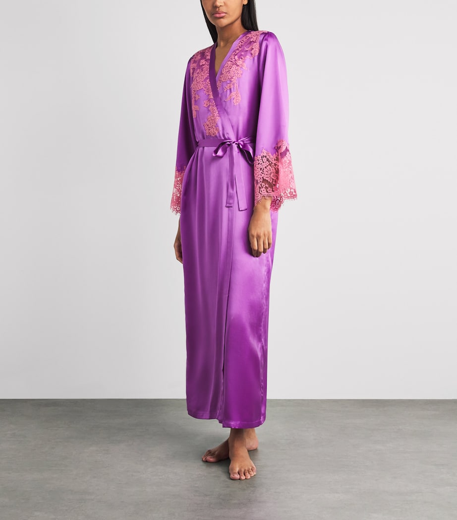 Marjolaine Womens Silk Tess Robe Grape W Blush Image 2
