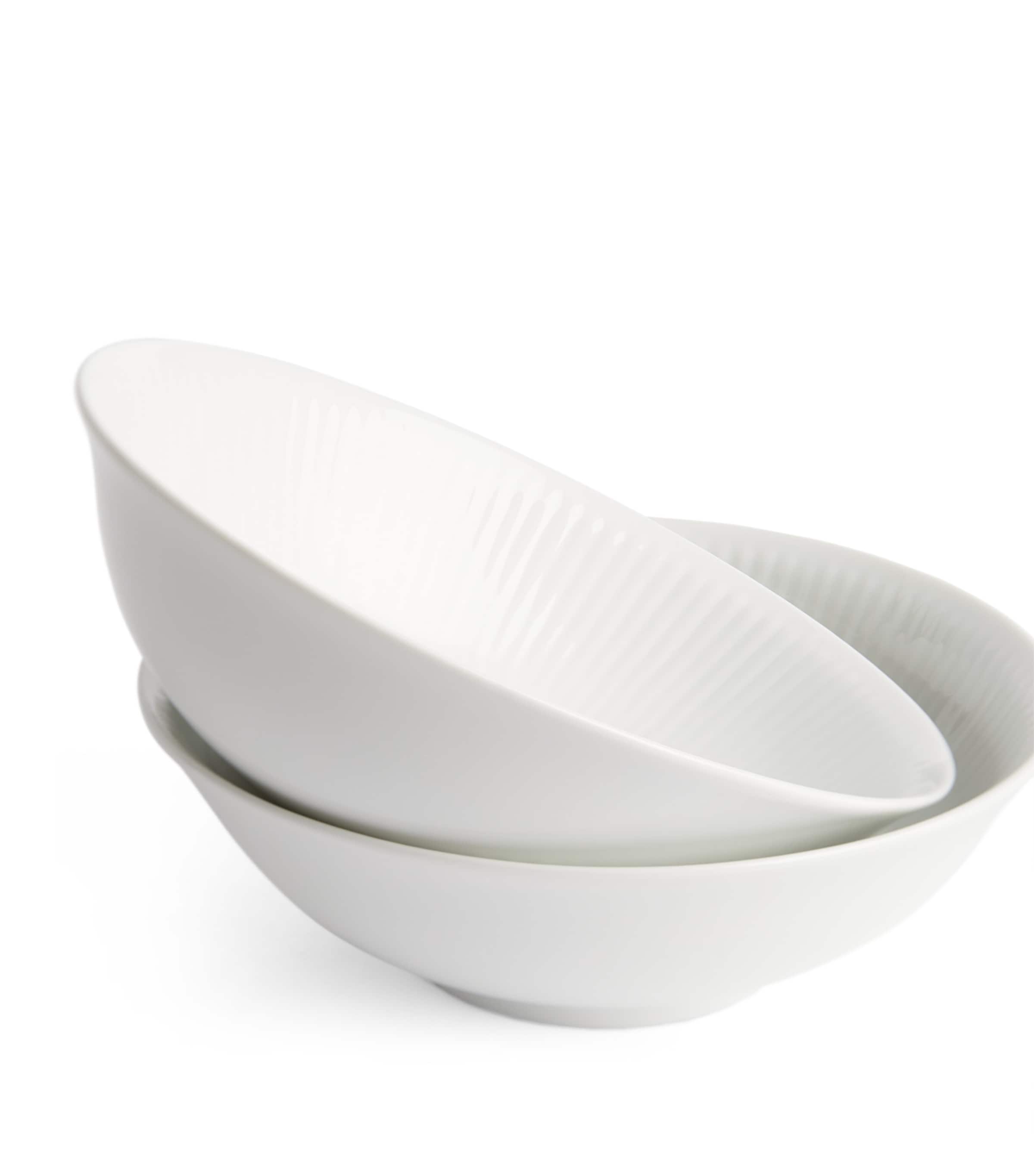 Set of 2 White Fluted Bowls (15cm) WHITE Image 2